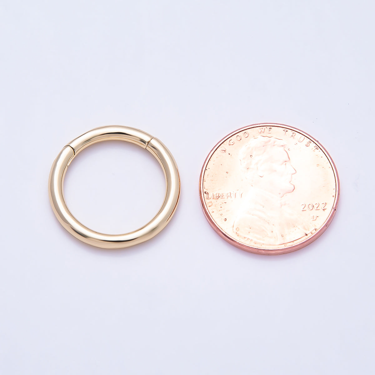 16K Gold Filled 17.7mm Minimalist Circle Round Pull Gate Findings | Findings-00419