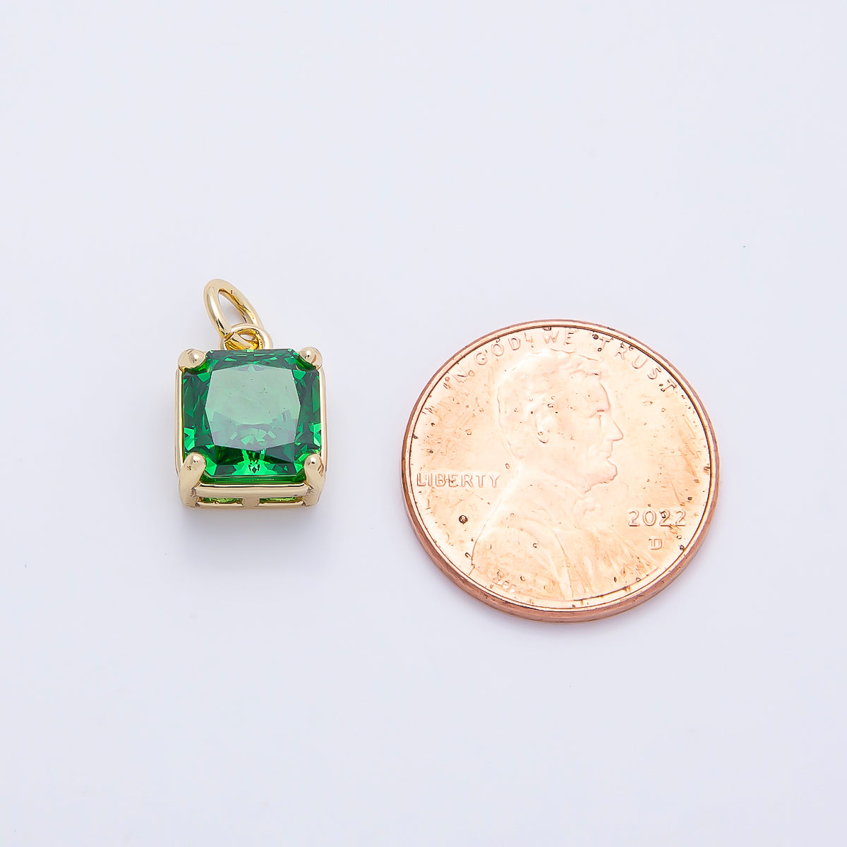 16K Gold Filled 11mm Birthstone CZ Square Charm | Charms-01172 ~ Charms-01183