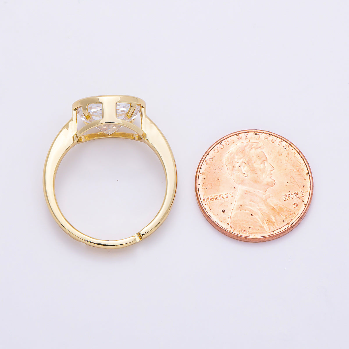16K Gold Filled Clear CZ Oval Bezel Ring in Gold & Silver | Rings-00295 Rings-00296