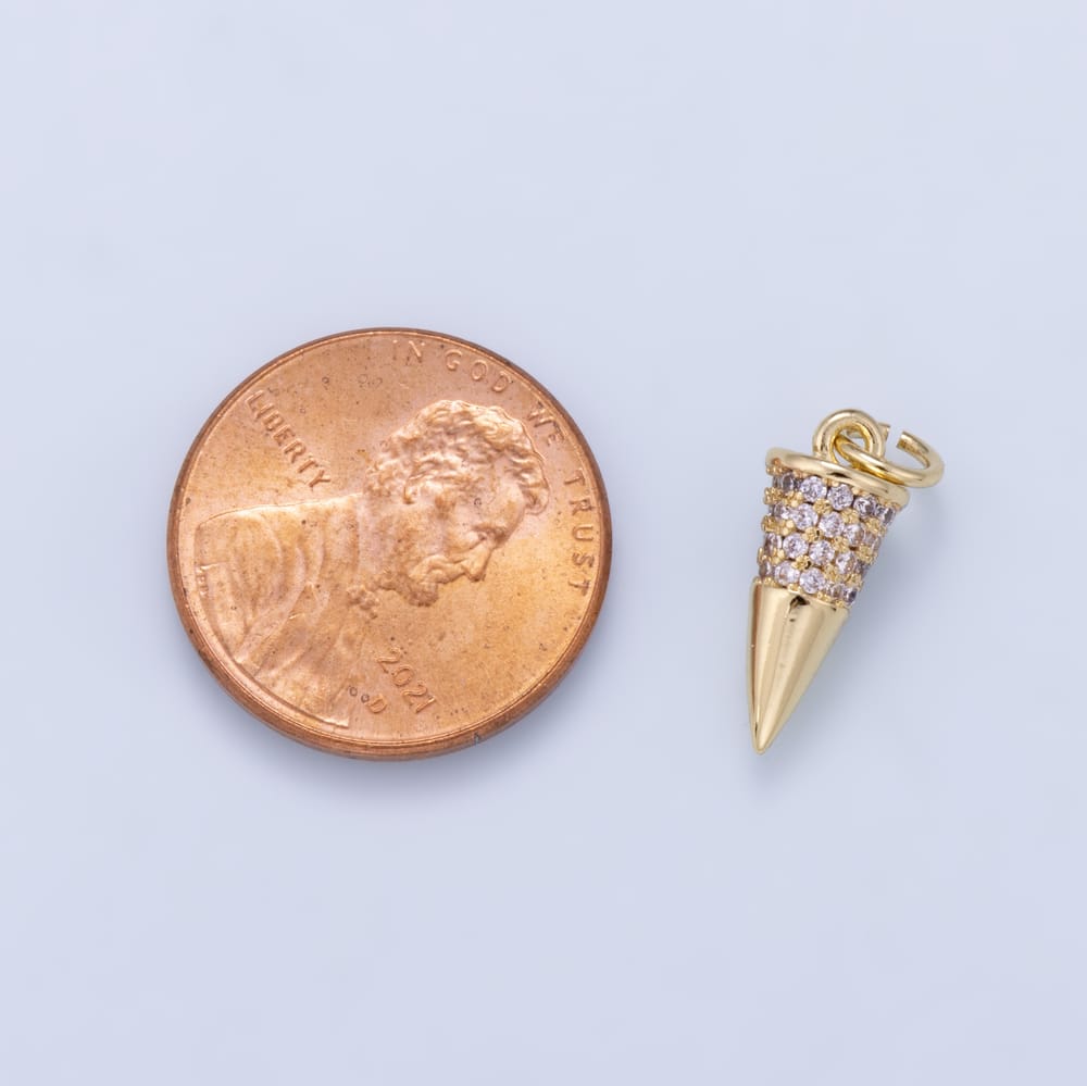 16K Gold Filled 46mm Micro Paved CZ Spiked Mini Charm | Charms-02469