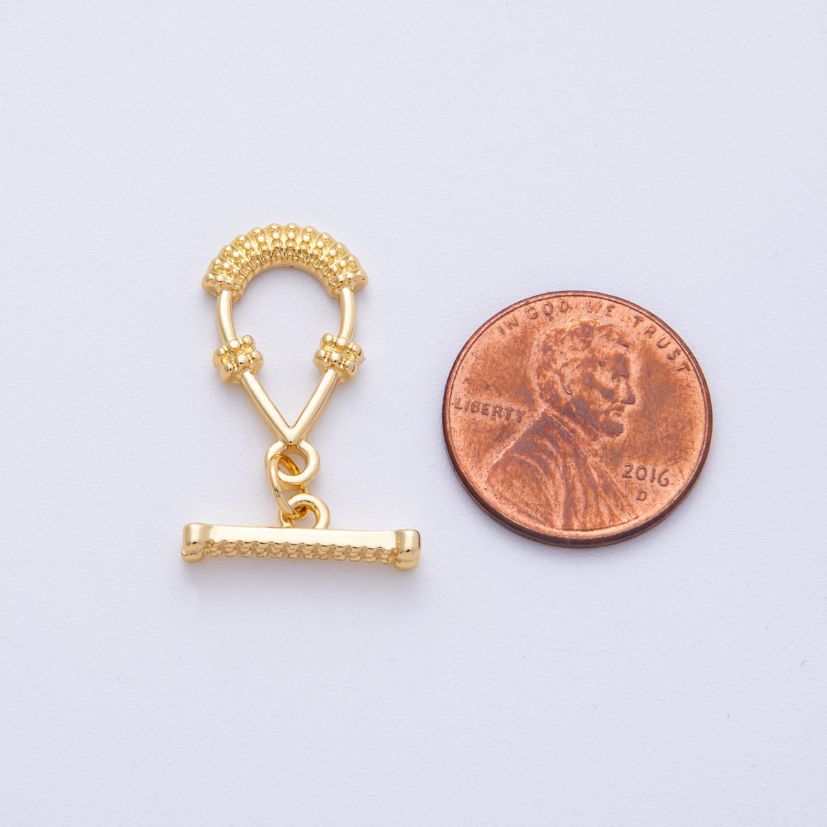 16K Gold Filled 20mm Textured Teardrop OT Toggle Clasp Finding | Findings-00027