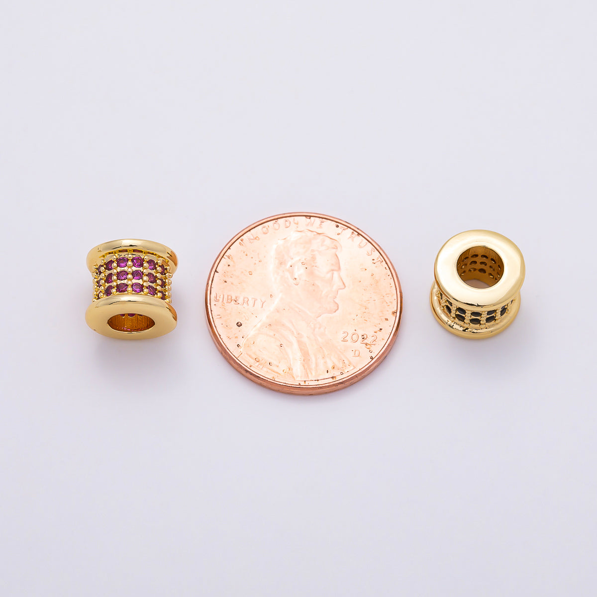 16K Gold Filled 7.5mm Birthstone Micro Paved CZ Wide Spacer Beads | Beads-00351 ~ Beads-00362