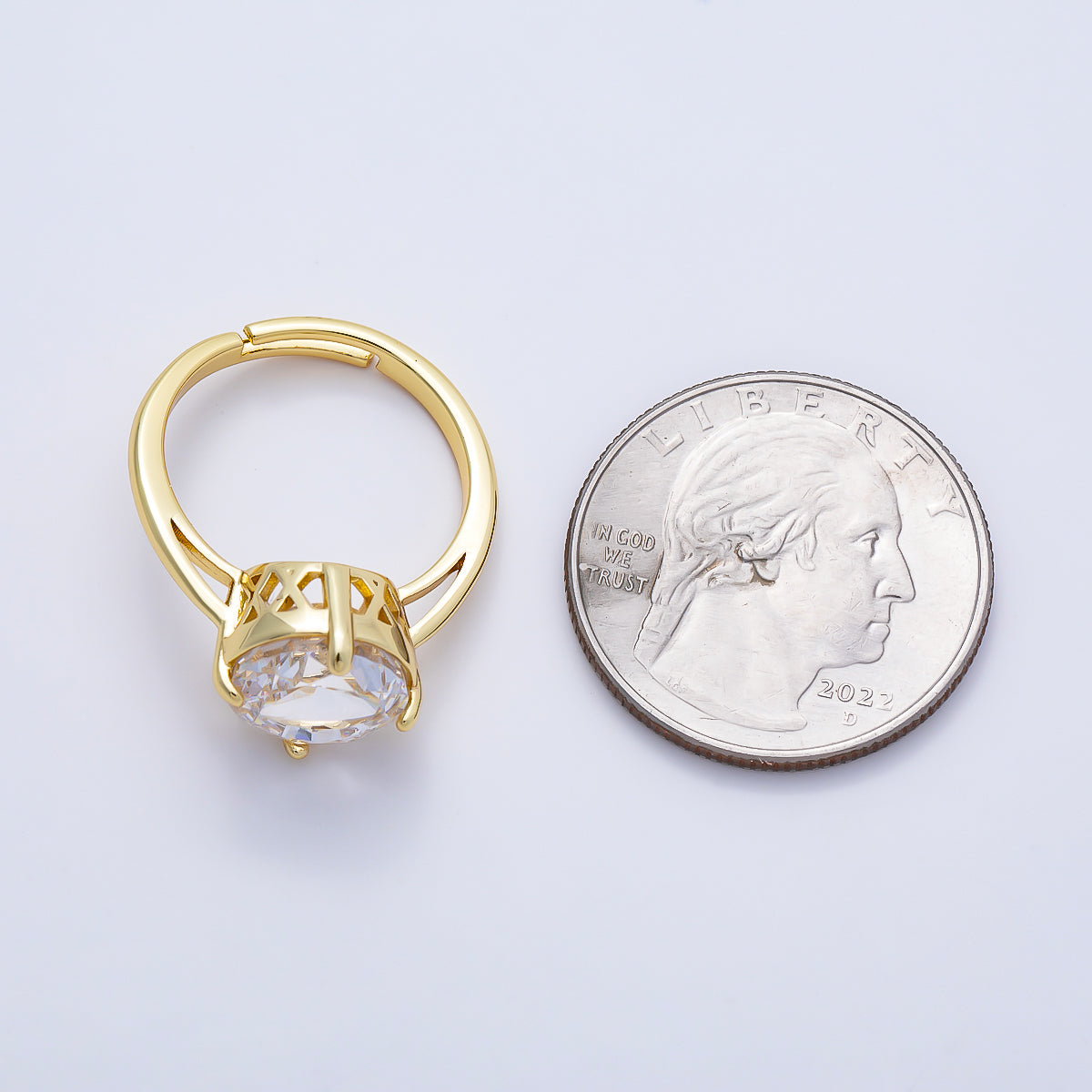 16K Gold Filled Clear CZ Round Prong Solitaire Ring | Rings-00279