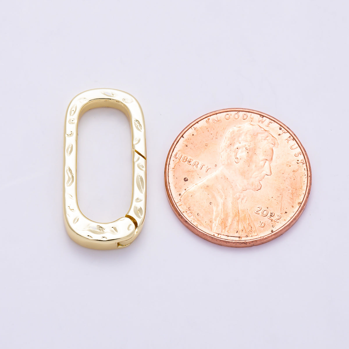 16K Gold Filled 22mm Hammered Oblong Push Gate Enhancer Finding | Findings-00485