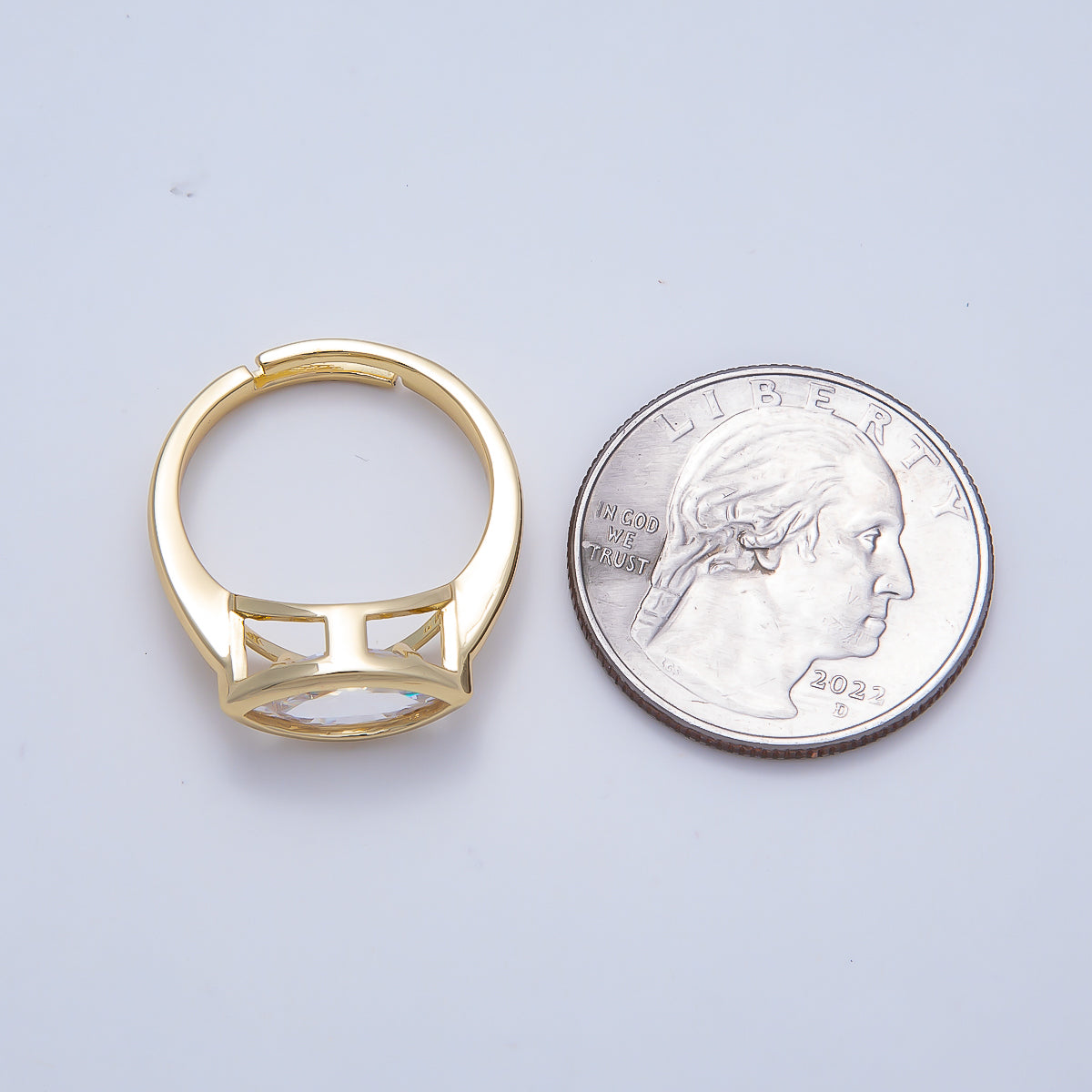 16K Gold Filled Clear CZ Marquise Bezel Ring in Gold & Silver | Rings-00299 Rings-00300