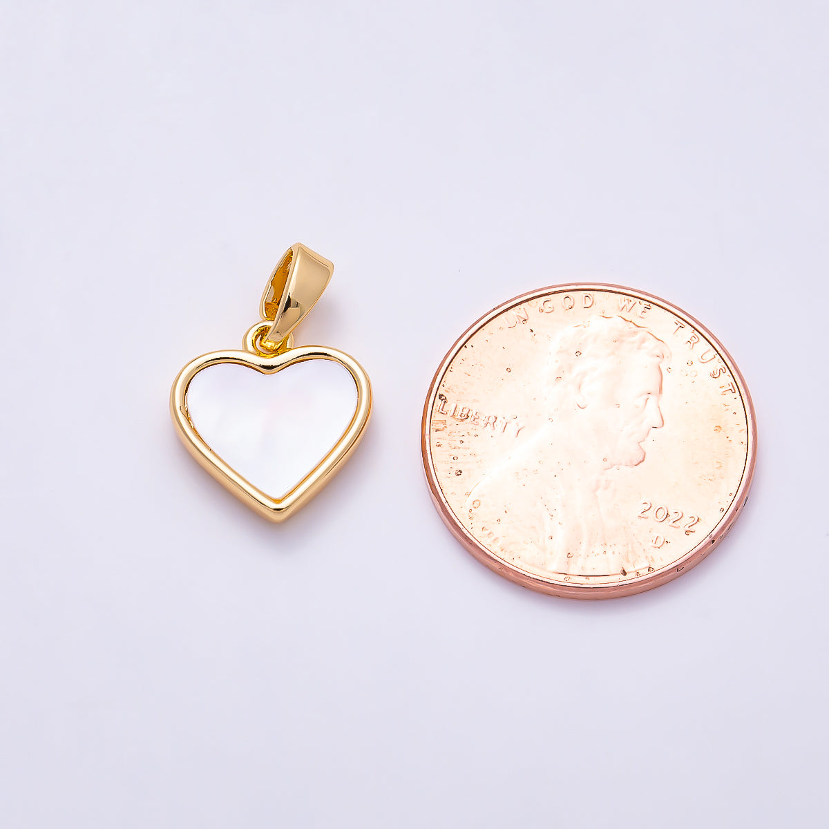 16K Gold Filled 12mm Shell Pearl Heart Bezel Charm | Charms-01503