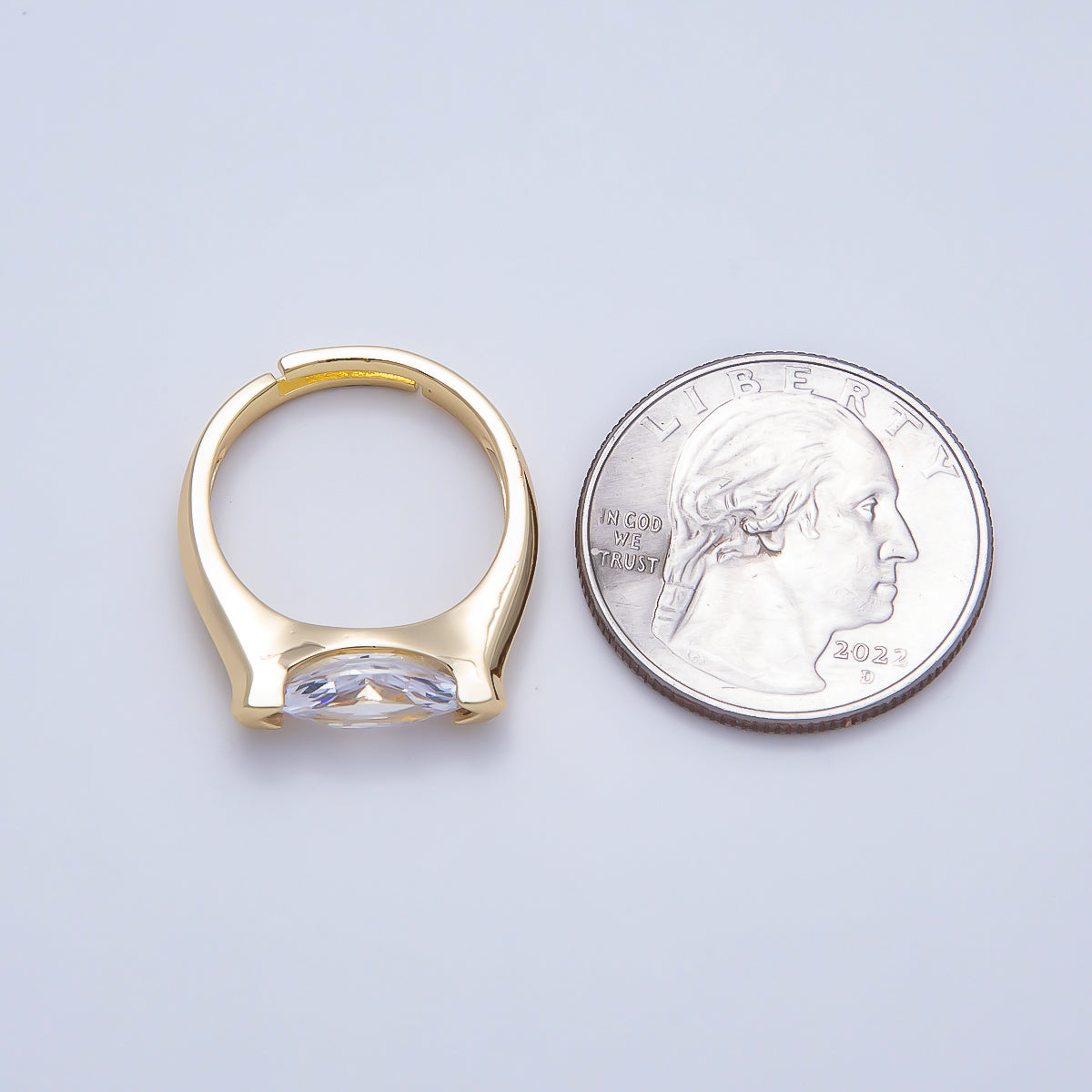 16K Gold Filled Clear CZ Marquise Prong Ring in Gold & Silver | Rings-00297 Rings-00298