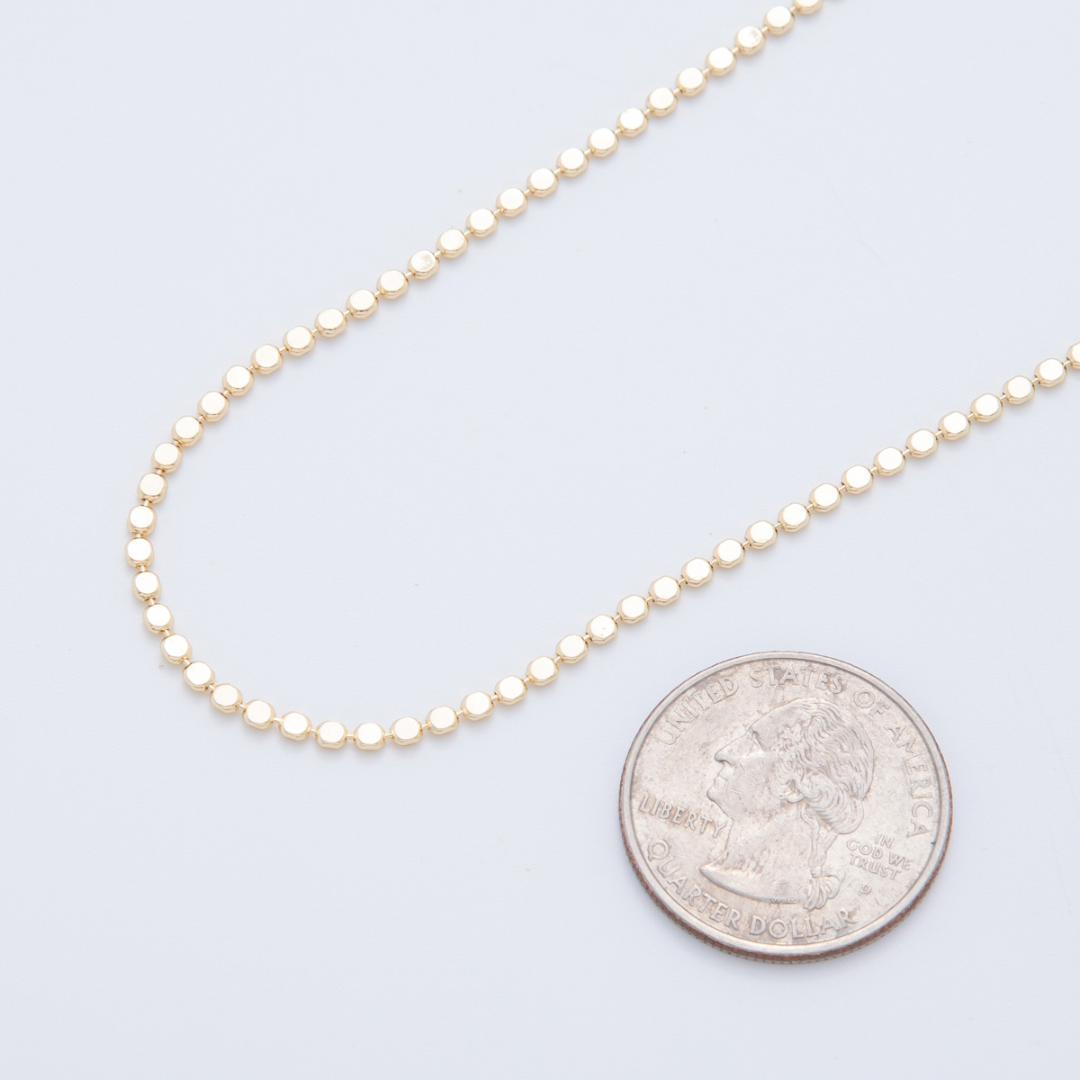 24K Gold Filled 2mm Bead Chain 14.5 Inches Necklace w. Extender | WA-4000