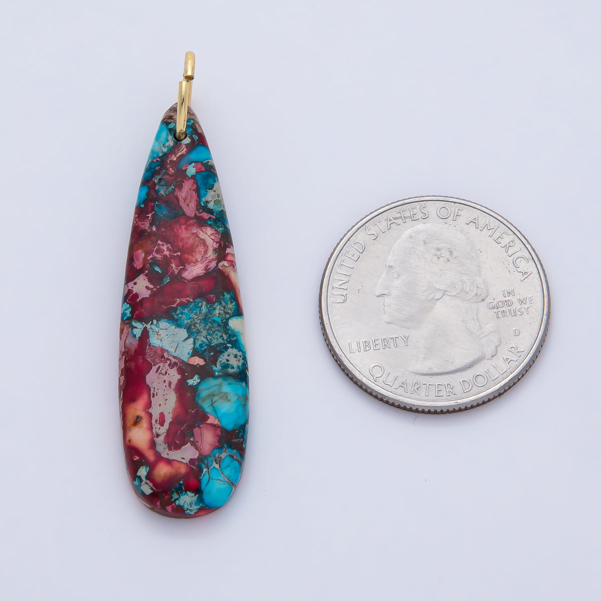 18K Gold Filled Lagoon Jasper, Charoite Teardrop Gemstone Charm | AF1592