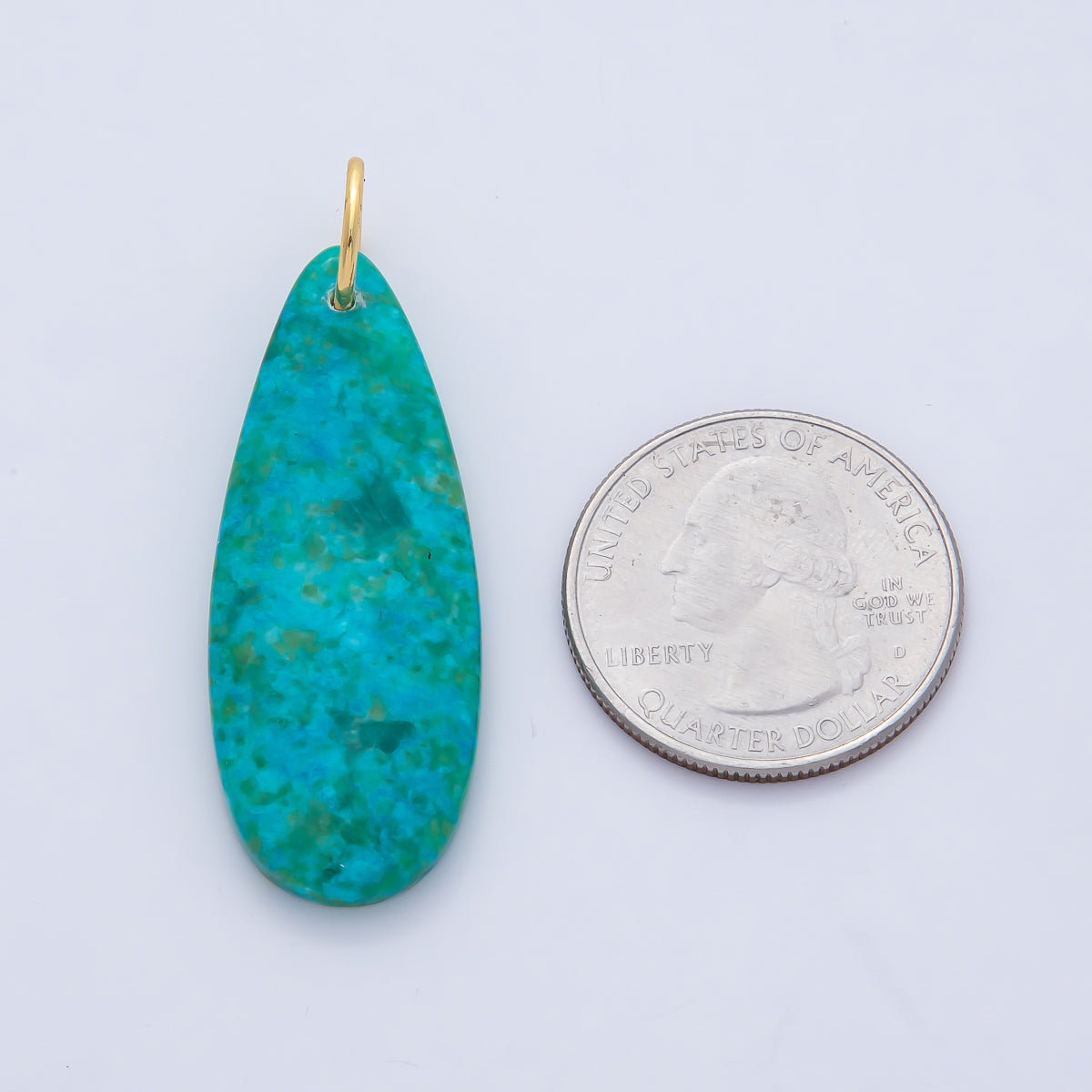 18K Gold Filled Dyed Turquoise Teardrop Gemstone Charm Pendant | AF1493