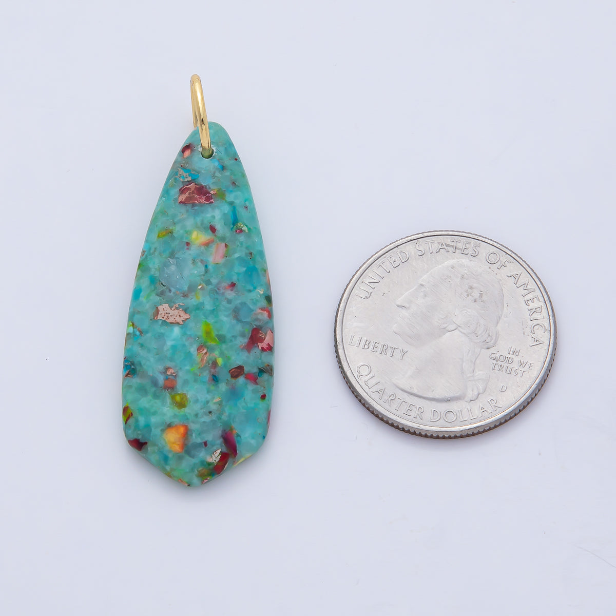 18K Gold Filled Dyed Turquoise Teardrop Gemstone Charm Pendant | AF1490