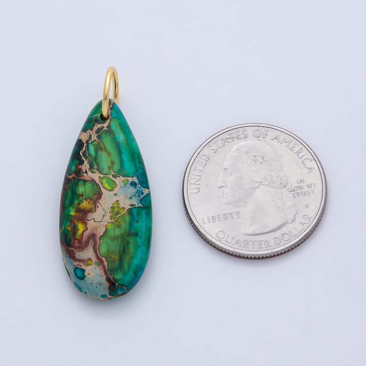 18K Gold Filled Boho Teardrop Stone Pendants Turquoise Dyed Gemstone Charms AF1497