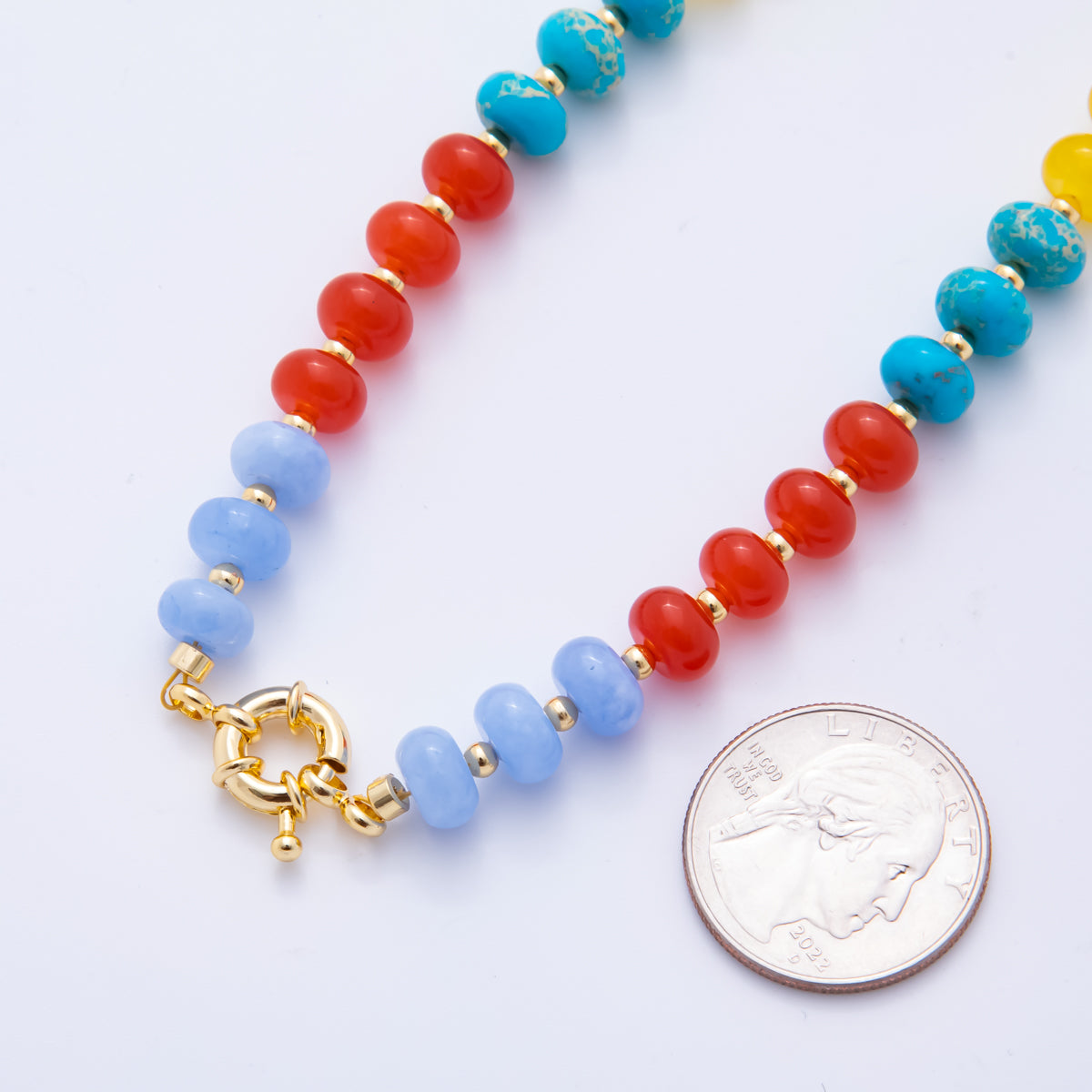 18K Gold Filled Colorful Candy Gemstone Beaded Chain Necklace 17.5 Inch with Extender | WA-3318