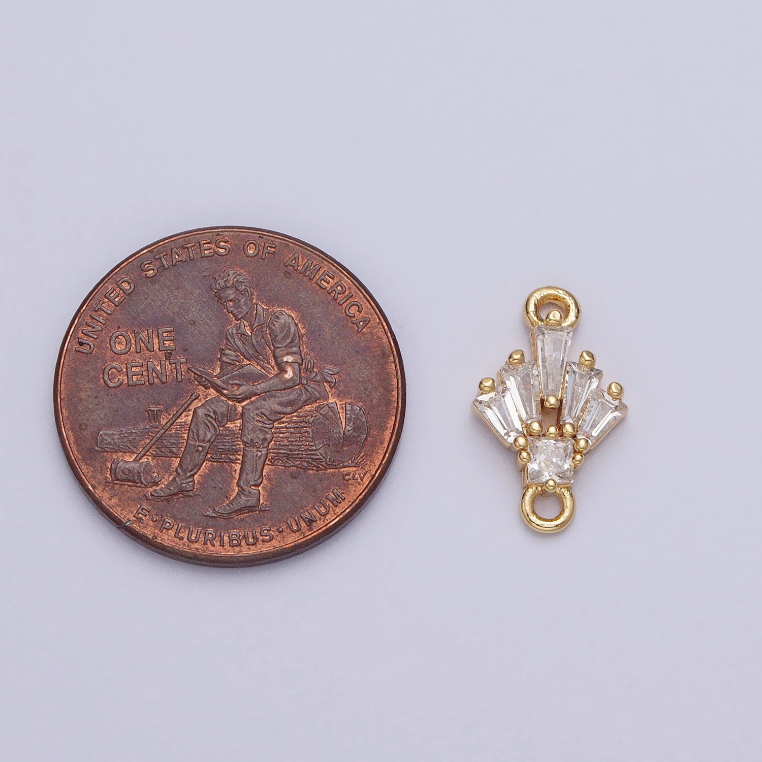 18K Gold Filled Clear CZ Multiple Baguette Round Mini Connector in Gold & Silver | Y841