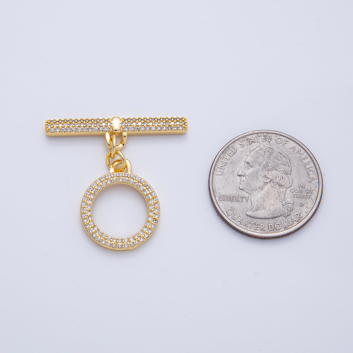 18K Gold Filled 17mm Micro Paved CZ OT Toggle Clasps Closure Finding | Z1666