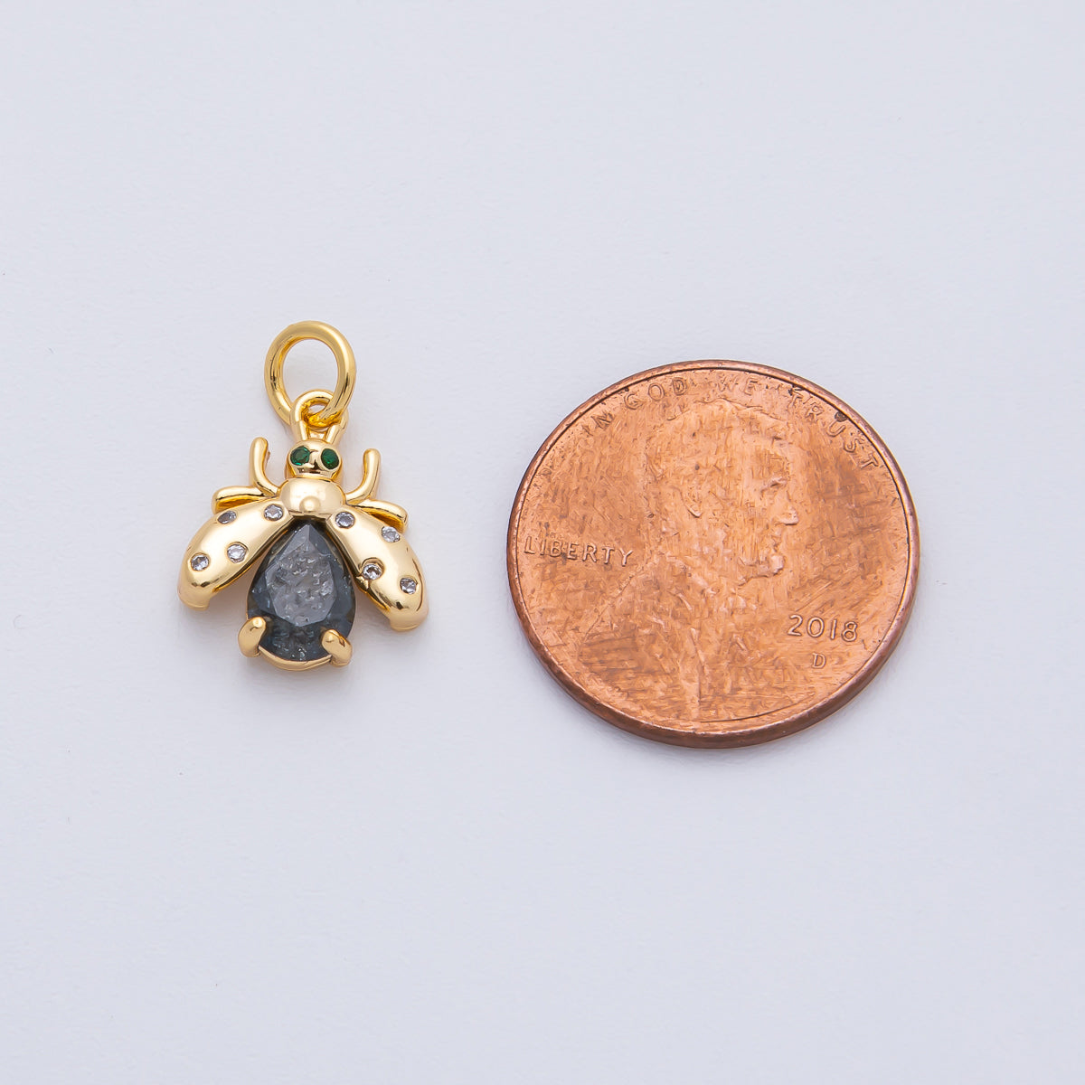18K Gold Filled 13.5mm Black, Clear, Yellow CZ Bumble Bee Insect Charm | AF1481 AF1482
