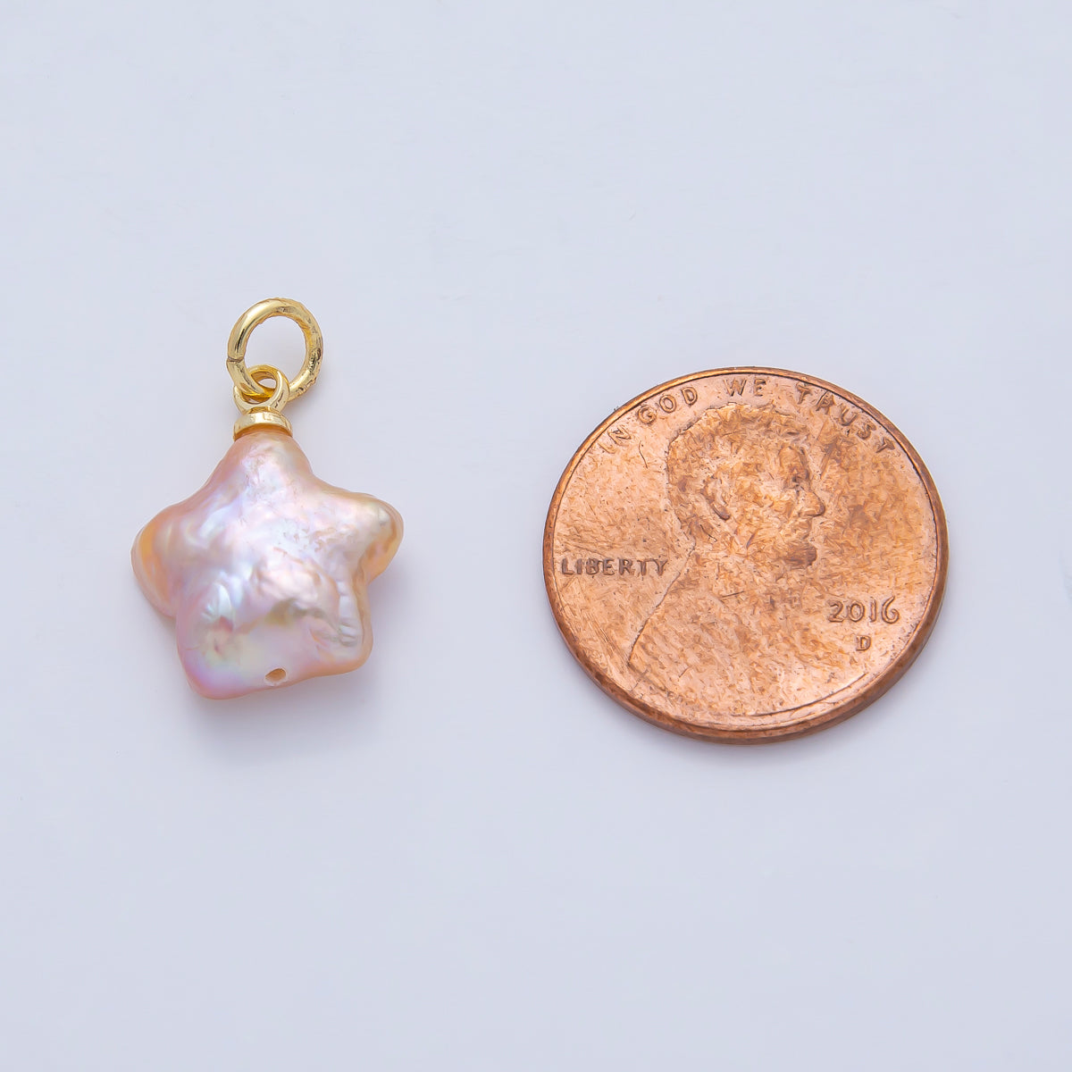 18K Gold Filled 16mm Shell Pearl Celestial Star Charm | AF639