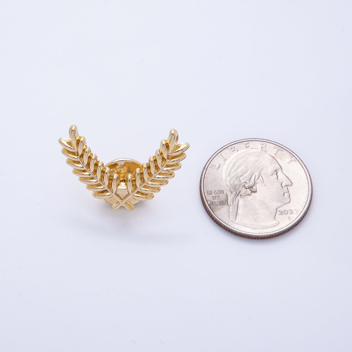 Gold 27.5mm x 18mm Minimalist Grain Olive Leaf Nature Pin Brooch | BH-059