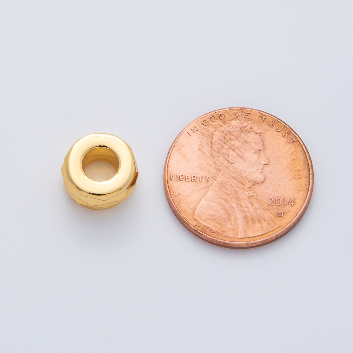 18K Gold Filled 9.6mm Minimalist Textured Spacer Bead | B537