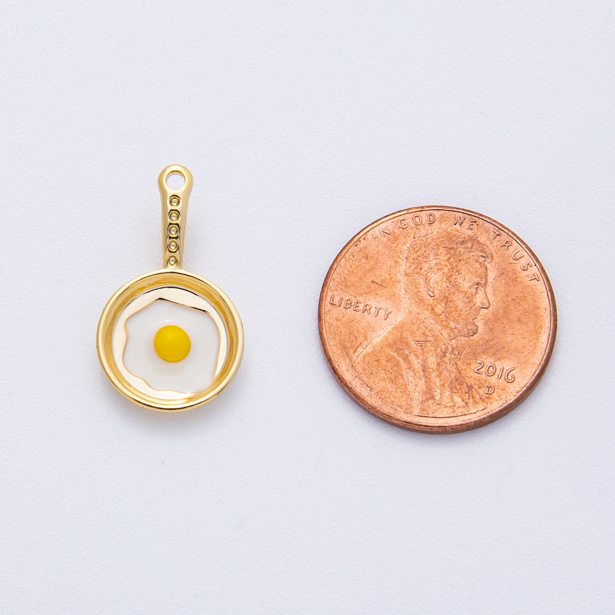 18K Gold Filled 20mm Sunny Side Egg Frying Pan Culinary Food Pendant | AF1218