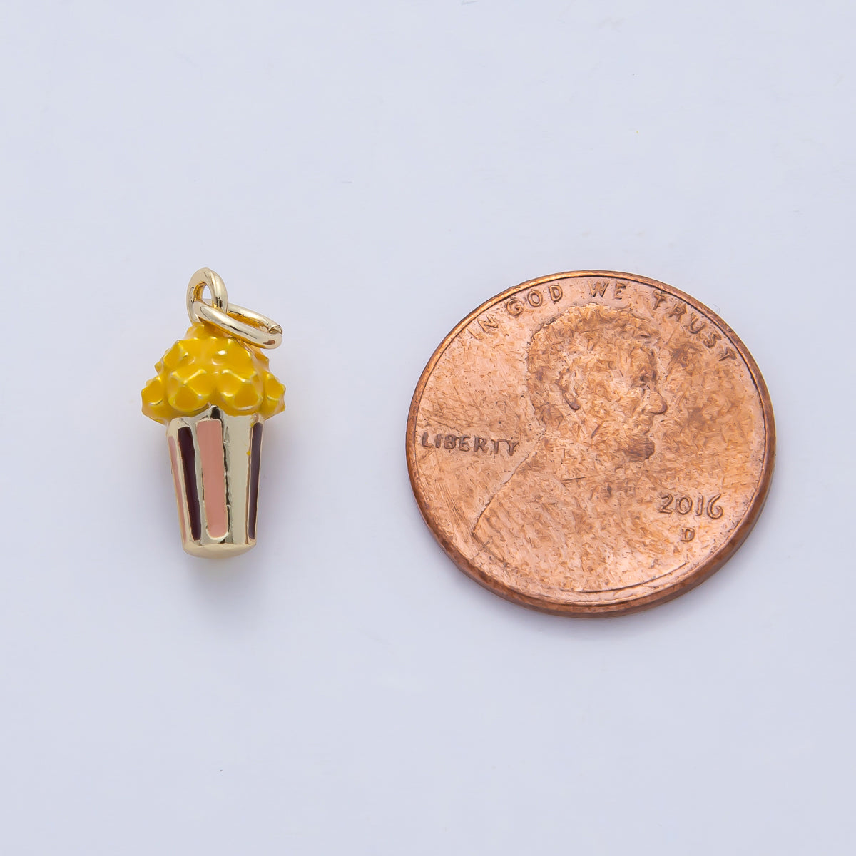 18K Gold Filled Popcorn Snack Enamel Multidimensional 3D Charm | AF1473