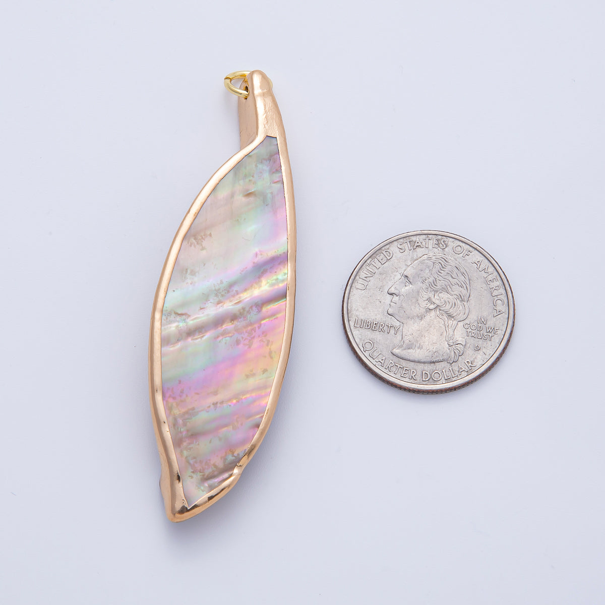 18K Gold Filled 67mm Mother of Pearl Curved Geometric Pendant | AK063