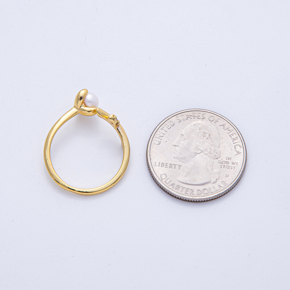 18K Gold Filled Shell Pearl Leaf Nature Ring | O800