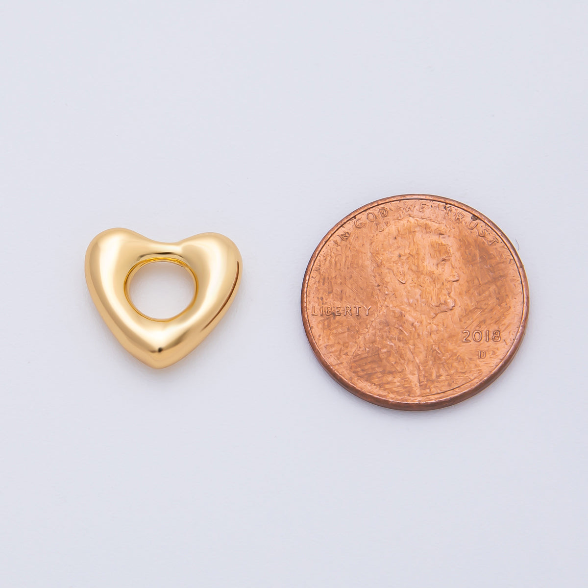 18K Gold Filled 12mm Minimalist Molten Heart Spacer Bead | B404