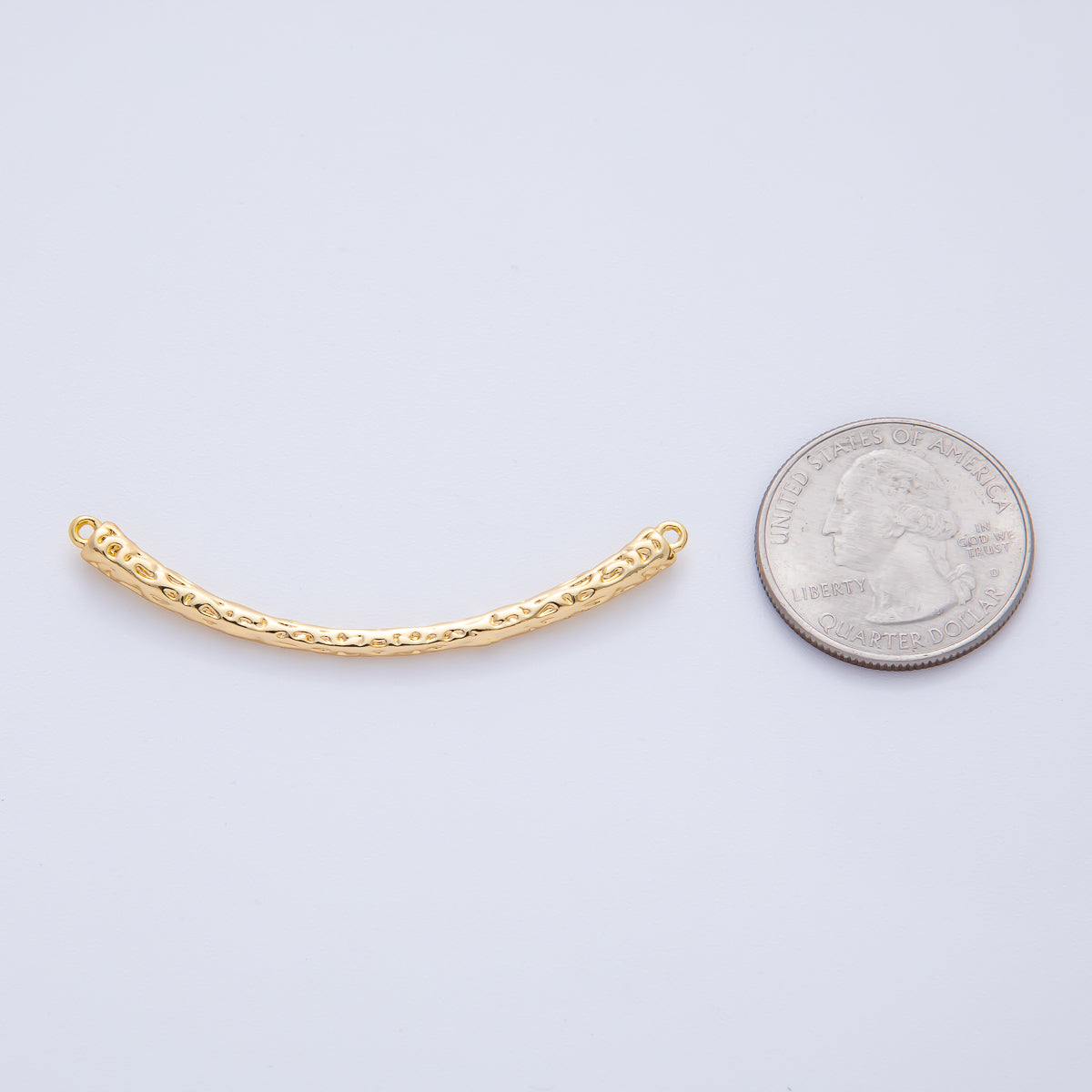 18K Gold Filled 54mm Hammered Curved Connector | Y168