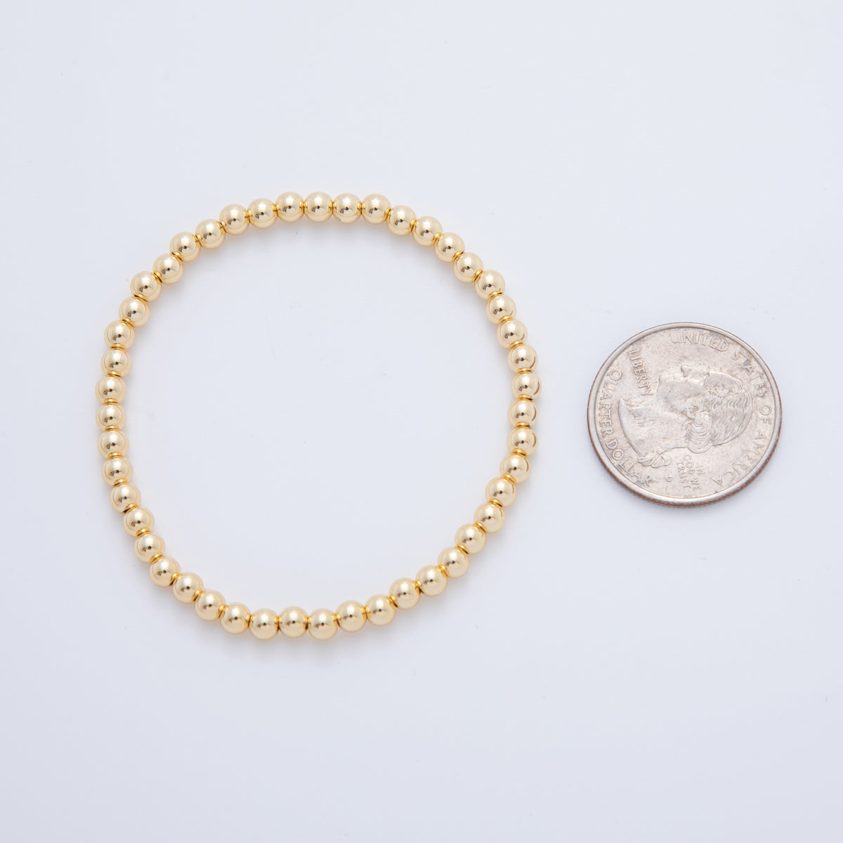 18K Gold Filled 4mm Minimalist Round Ball Stretch Bracelet | WA-3948