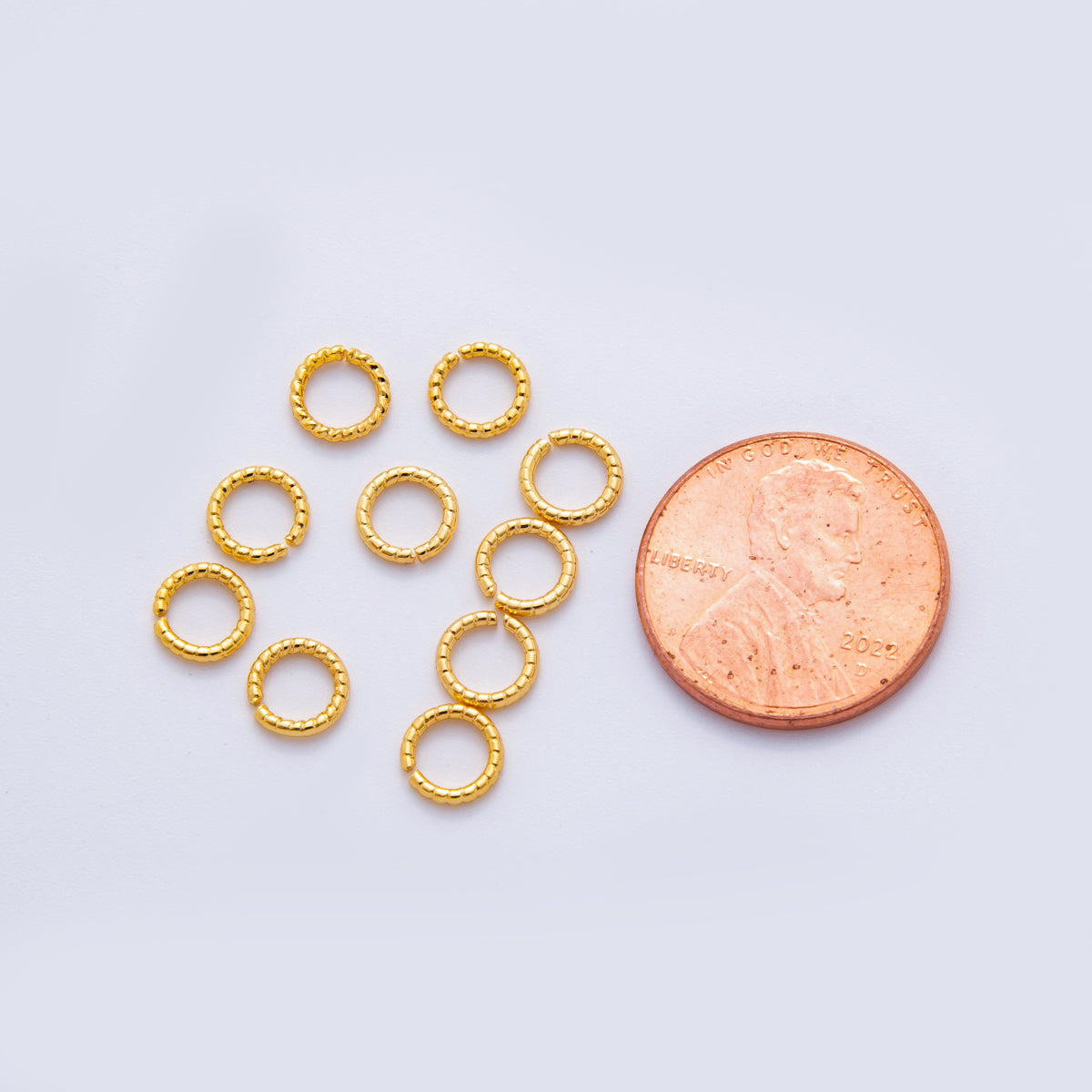 18K Gold Filled 6mm x 1mm Ribbed Croissant Jump Ring Findings by Set | Z1598