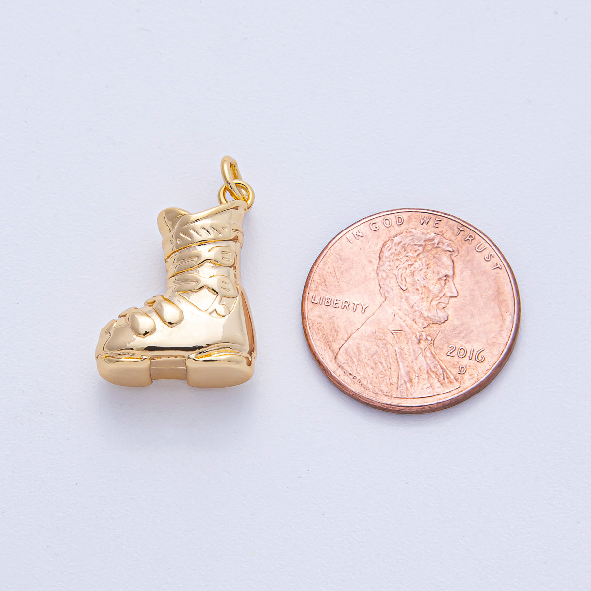 18K Gold Filled 18mm Hiking Boots 3D Multidimensional Charm | AK008