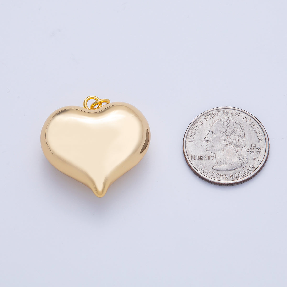 18K Gold Filled 30mm Minimalist Chubby Heart 3D Multidimensional Charm | AK123