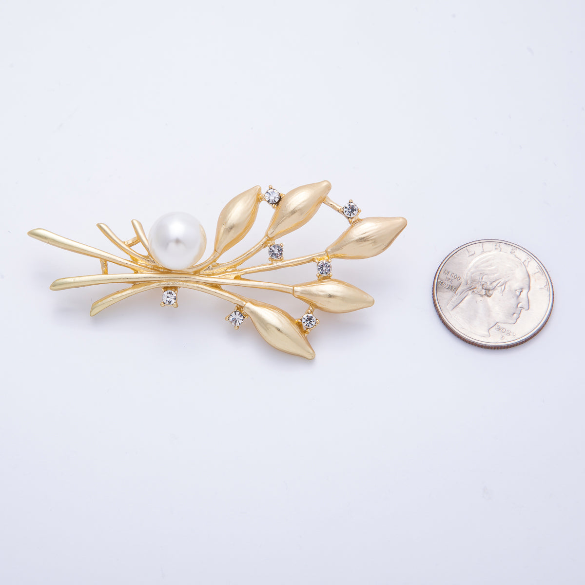 Gold Acrylic Pearl Flower Nature Pin Brooch | BH-029