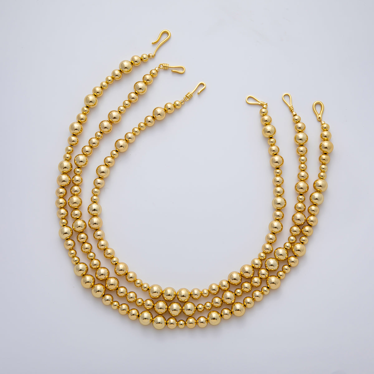 18K Gold Filled 10mm, 8mm, 6mm Gradient Bead Ball Chain 16, 18, 20 Inch Necklace | WA-3837 ~ WA-3839