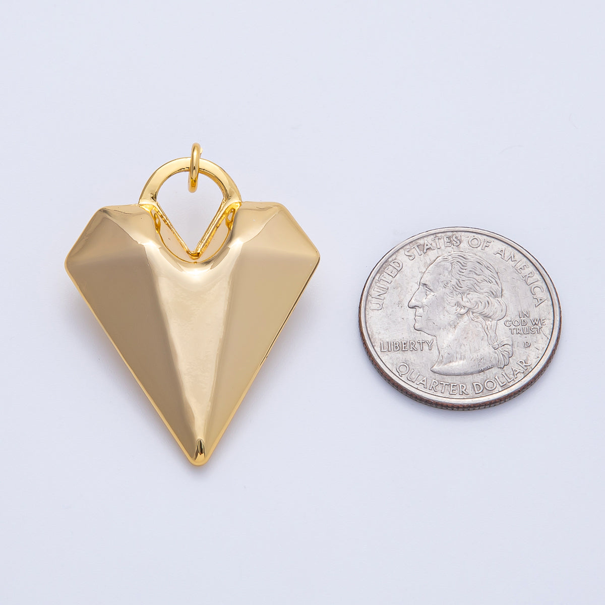 18K Gold Filled 38mm Geometric 3D Multidimensional Puffy Heart Charm | AK122