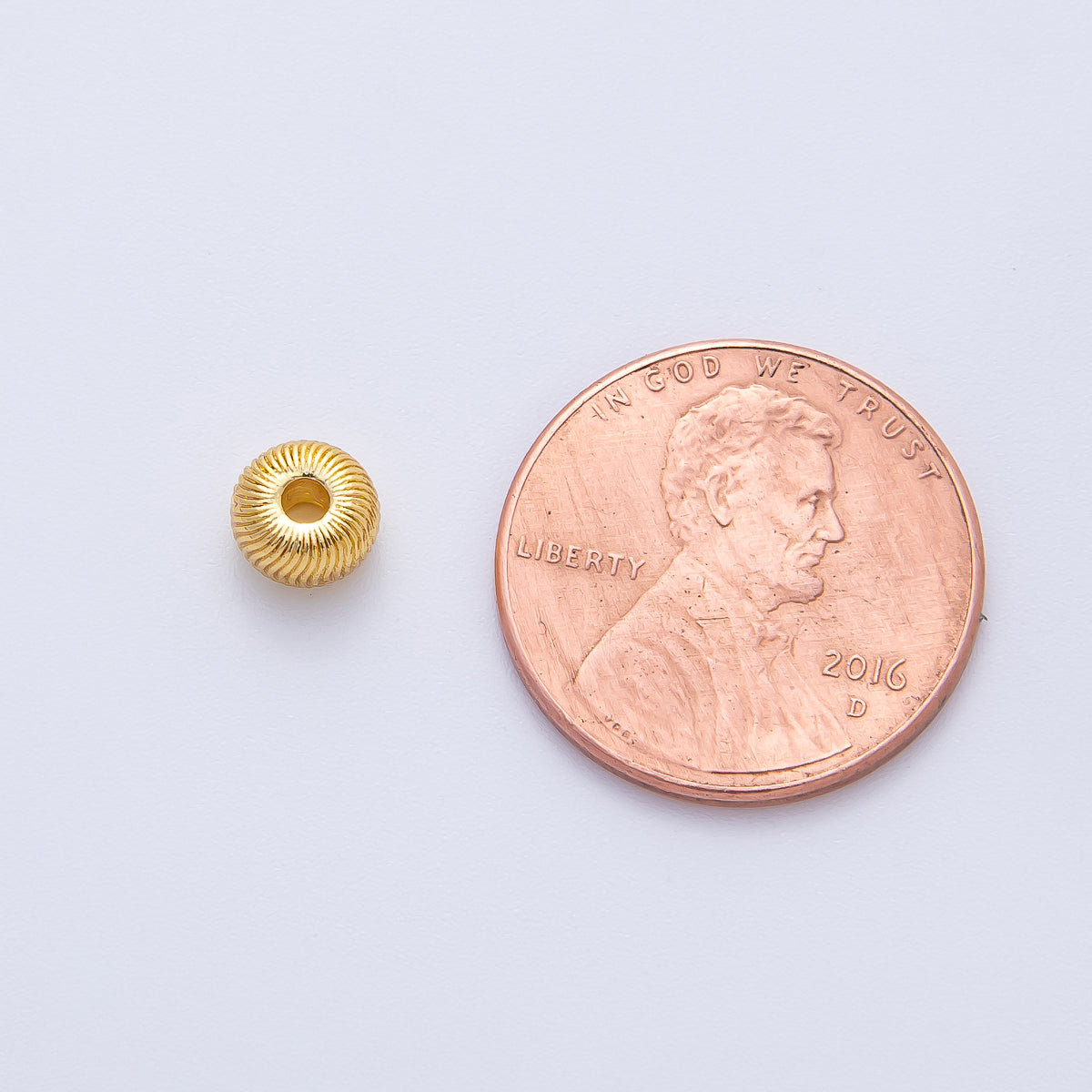 18K Gold Filled 6mm Minimalist Round Textured Spacer Bead | B541