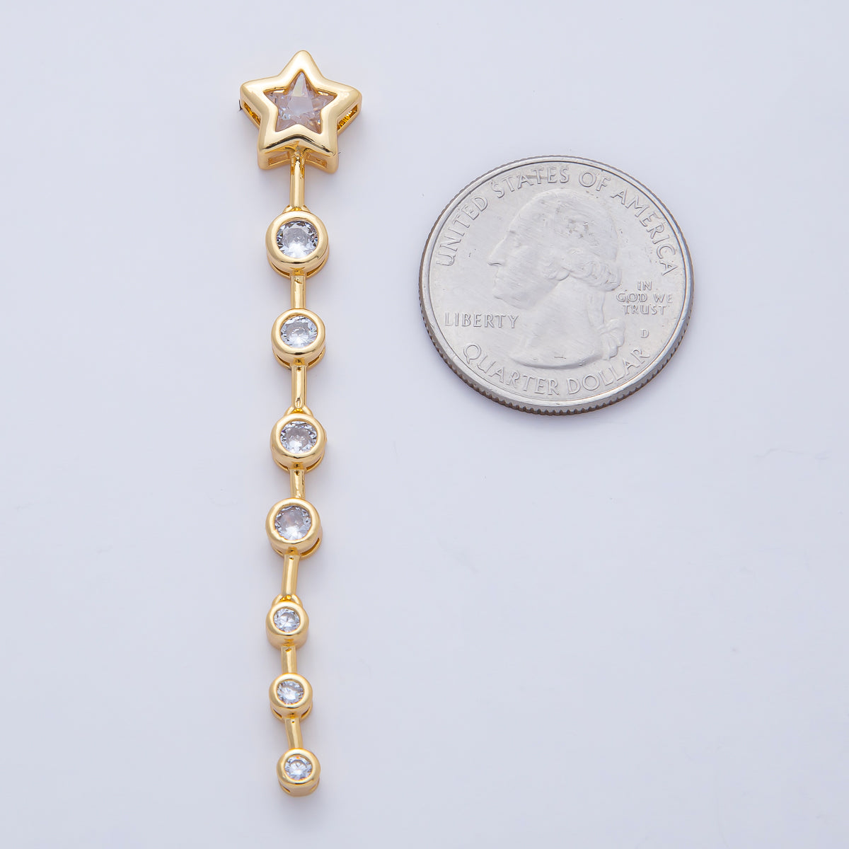 18K Gold Filled Star Round Clear CZ Bezel Drop Bead | B428