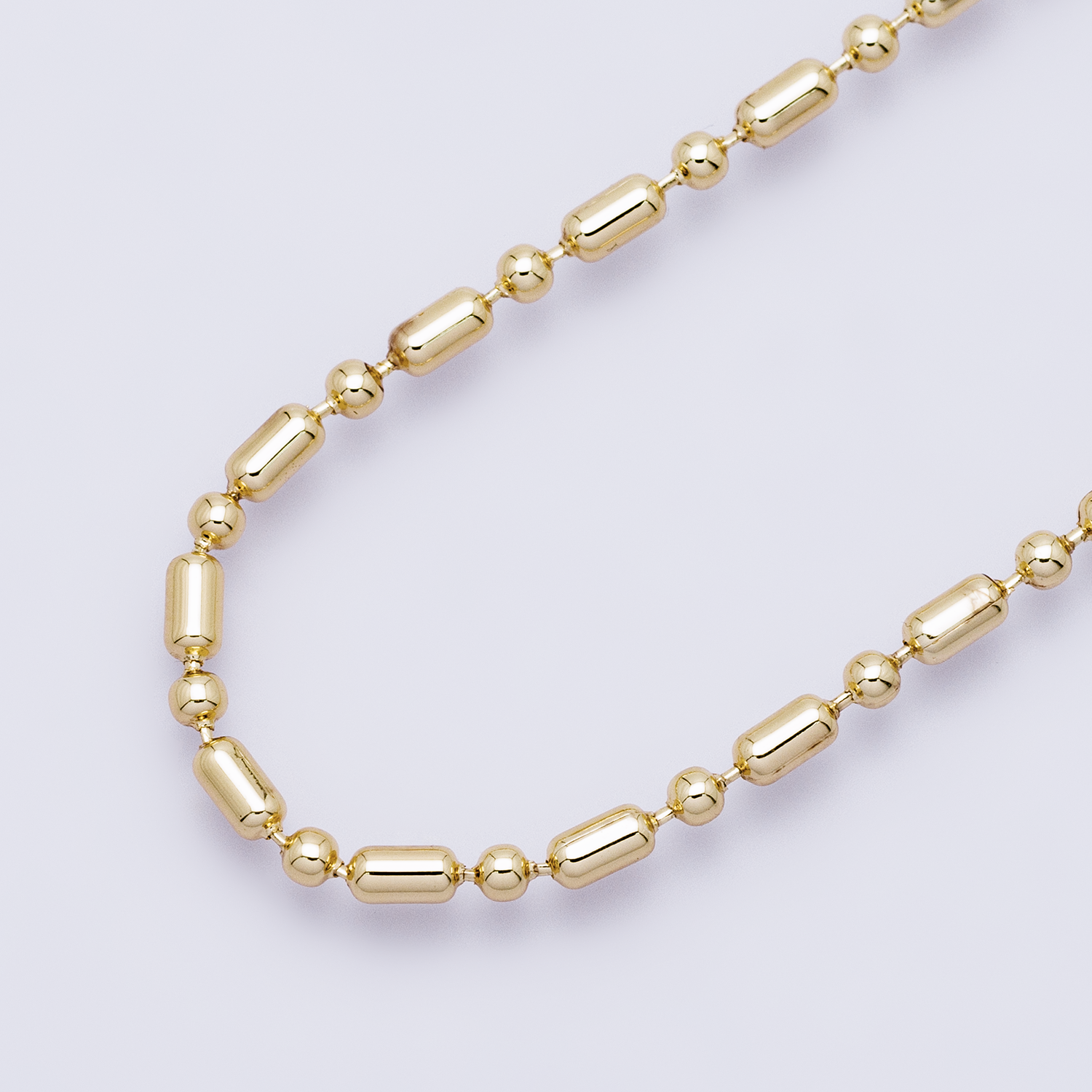 18K Gold Filled 2.4mm Tube Ball Chain 16 Inch Choker Necklace | WA-04167