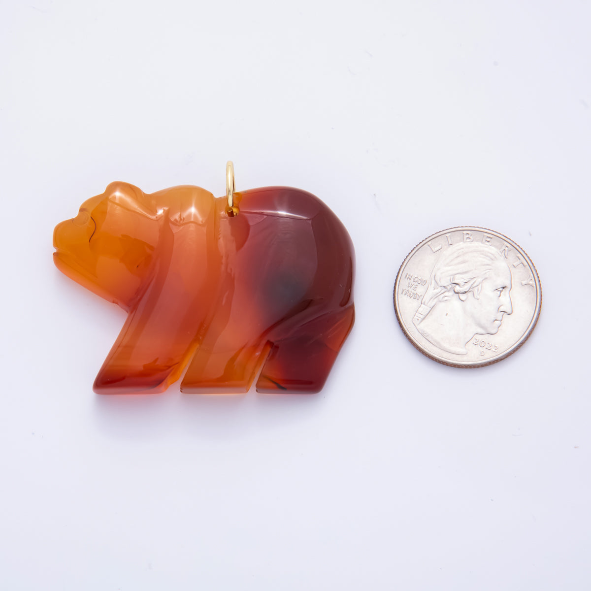 18K Gold Filled 36mm Natural Gemstone Winter Polar Bear Animal Charm | AH-930 AH-931