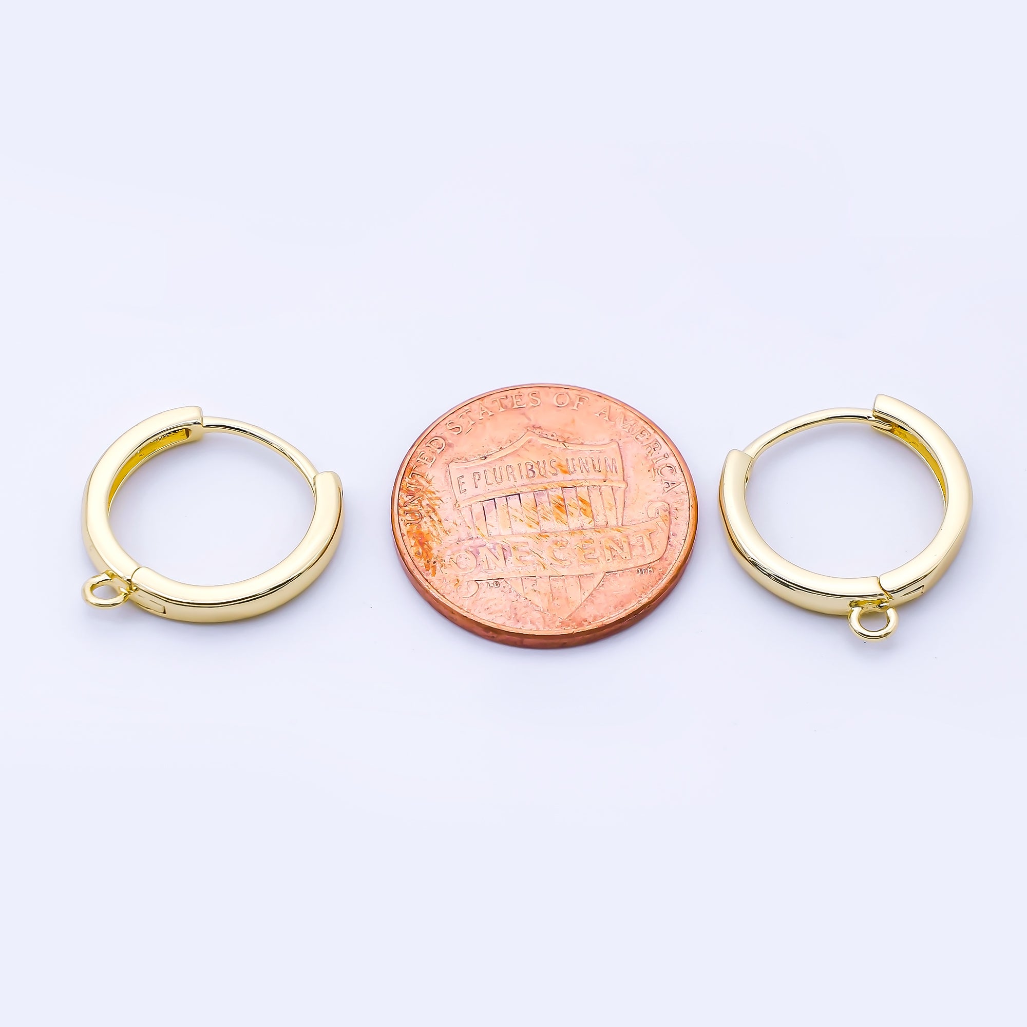 24K Gold Filled 16mm Minimalist Drop Huggie Findings in Gold & Silver | Z1516 Z1517