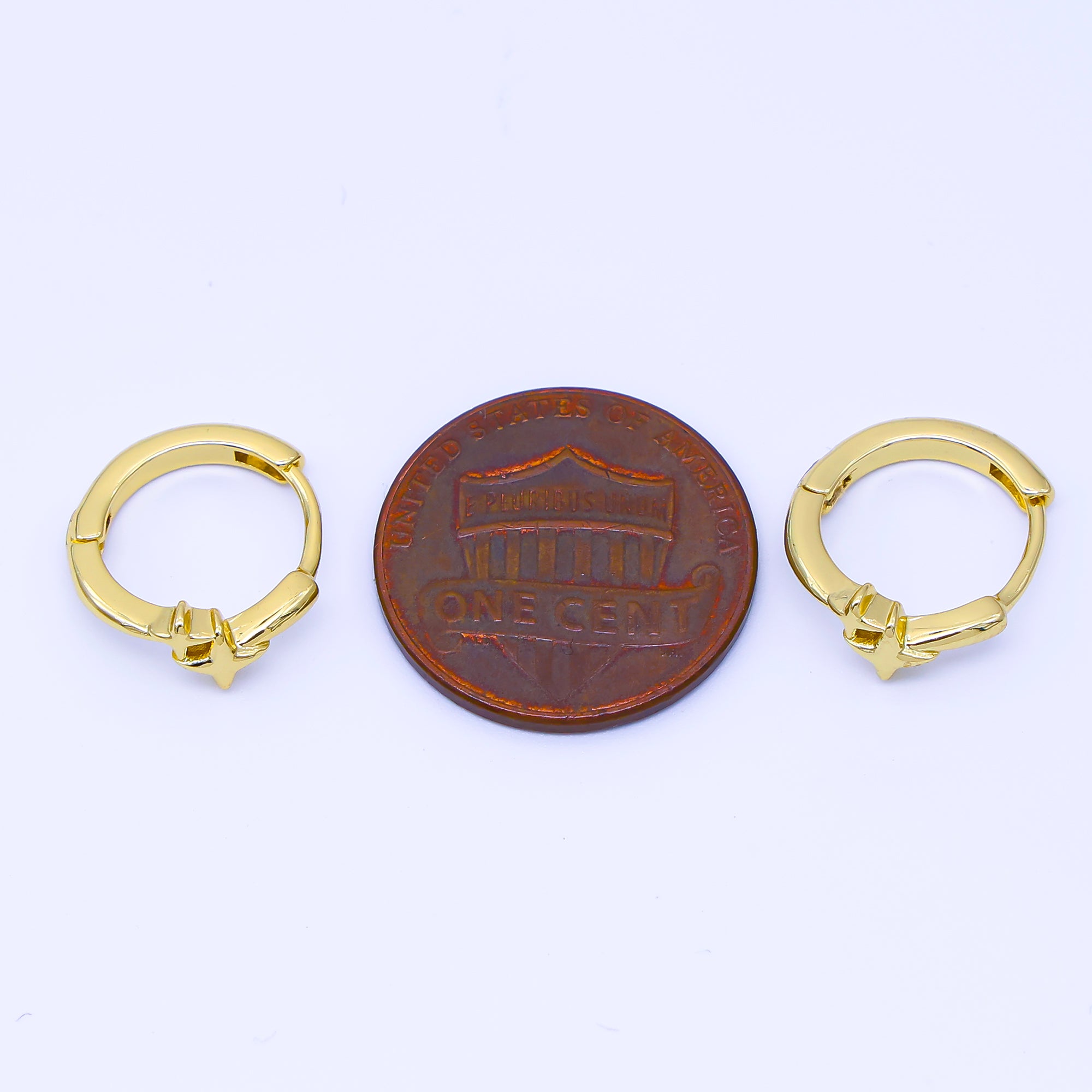 24K Gold Filled 12.7mm Celestial Star Huggie Earrings in Gold & Silver | AB1660 AB1661
