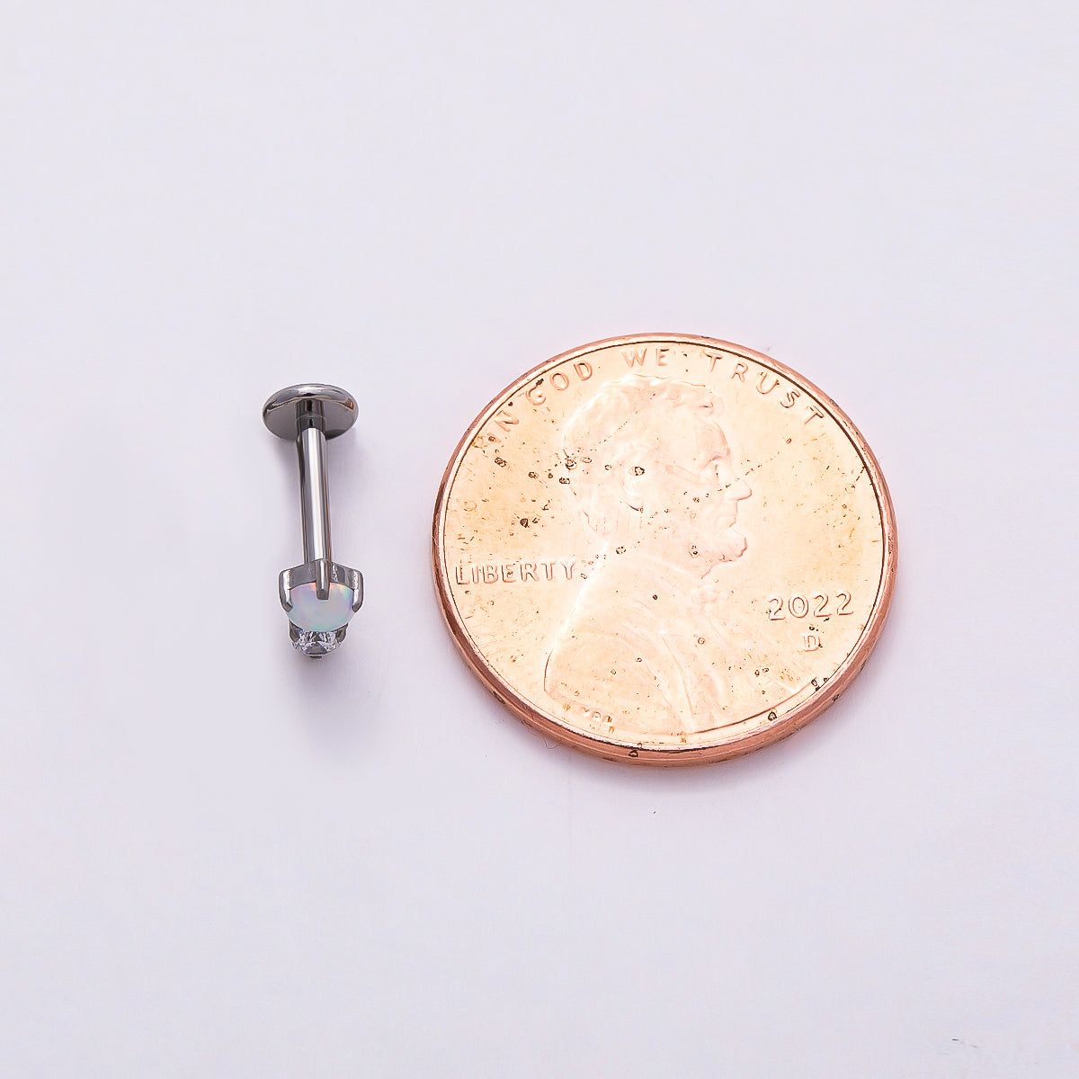 Stainless Steel 6mm White Opal Clear CZ Single Cartilage Piercing Flat Back Stud in Gold & Silver | Findings-00232 Findings-00233