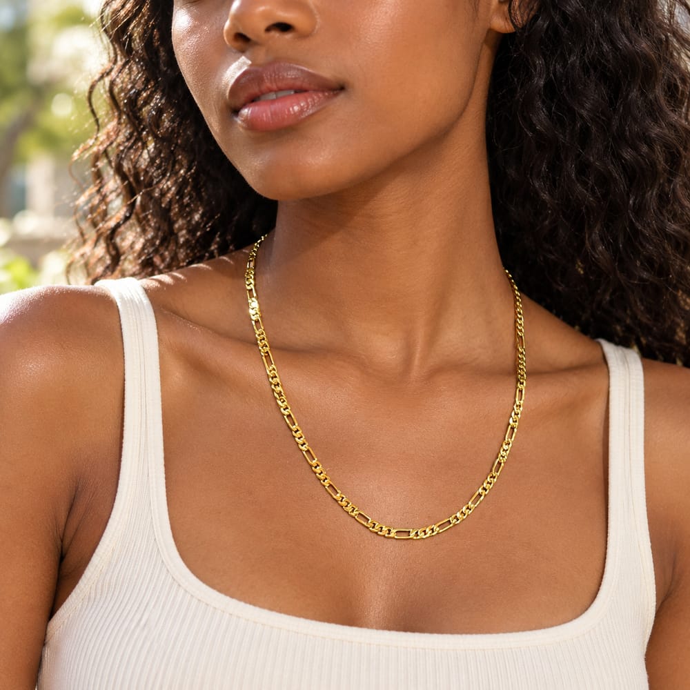 24K Gold Filled 5mm Minimalist Mariner Chain 23.5 Inch Necklace | WA-00097