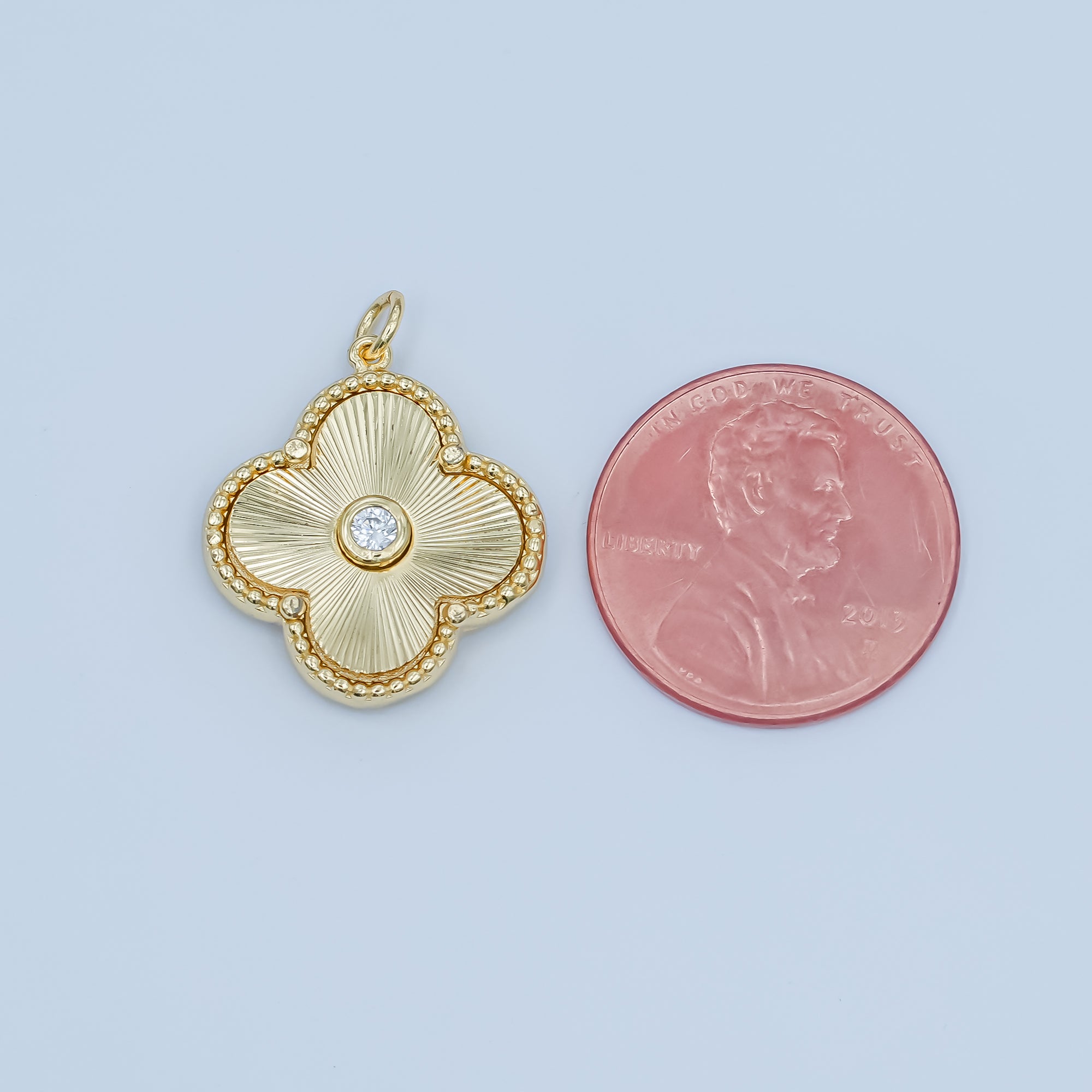 24K Gold Filled 20mm CZ Sunburst Flower Charm | M186