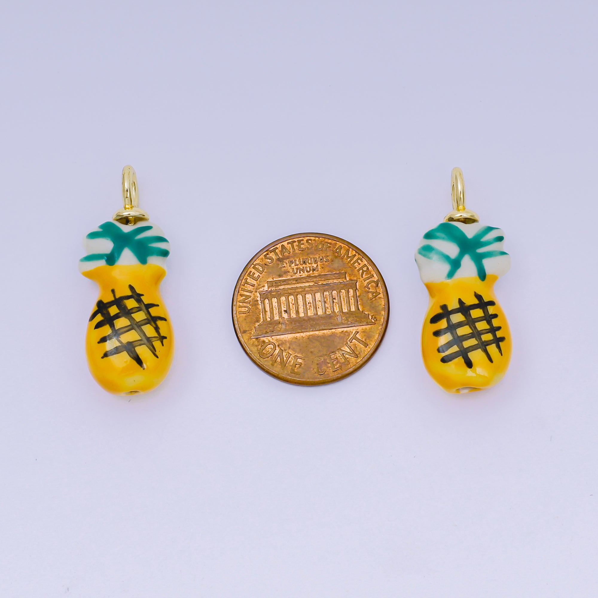 24K Gold Filled 29mm Pineapple Ceramic Drop Pendant | C668