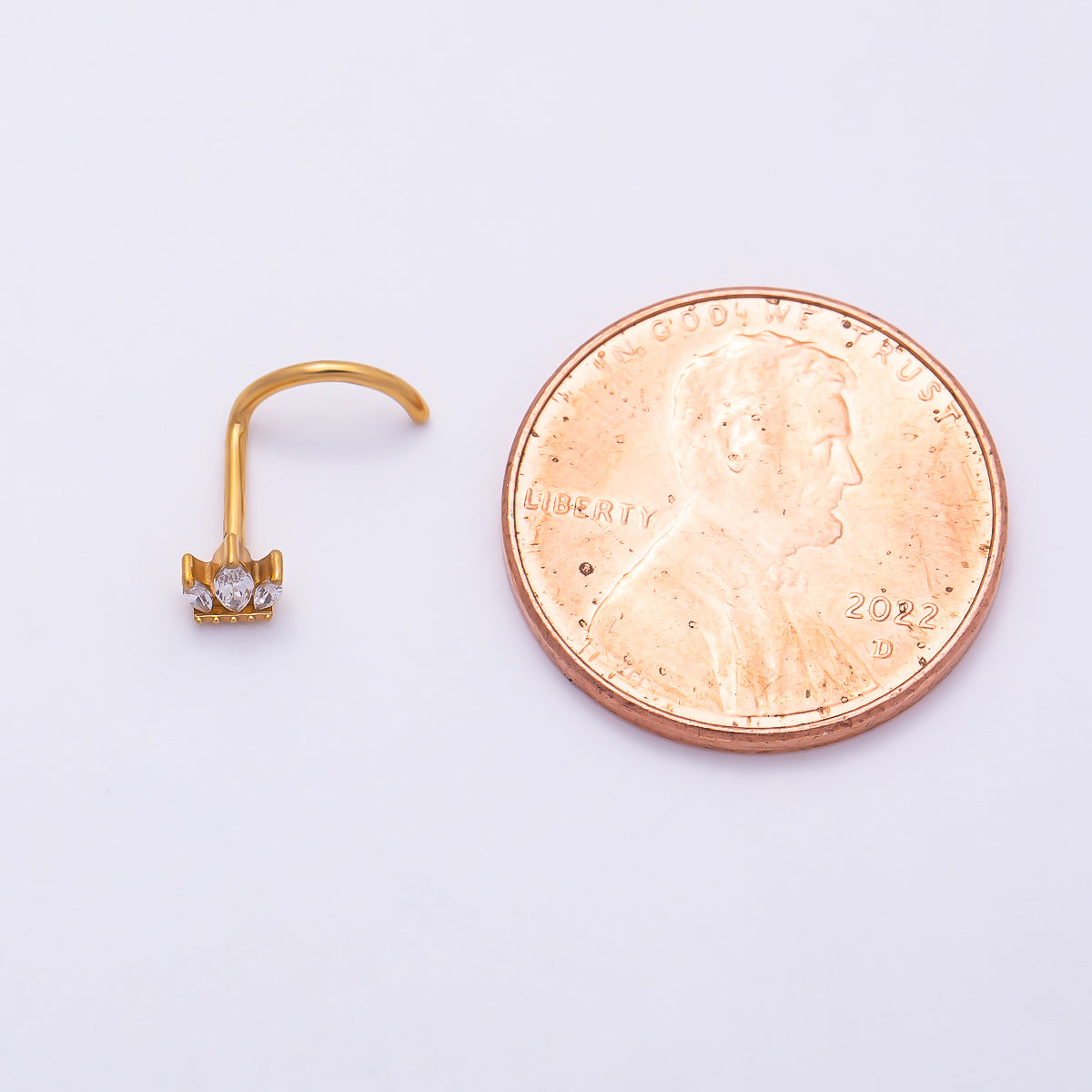 Titanium 3mm Triple Marquise CZ Cartilage Nose Single Piercing Stud in Gold & Silver | Findings-00438 Findings-00439