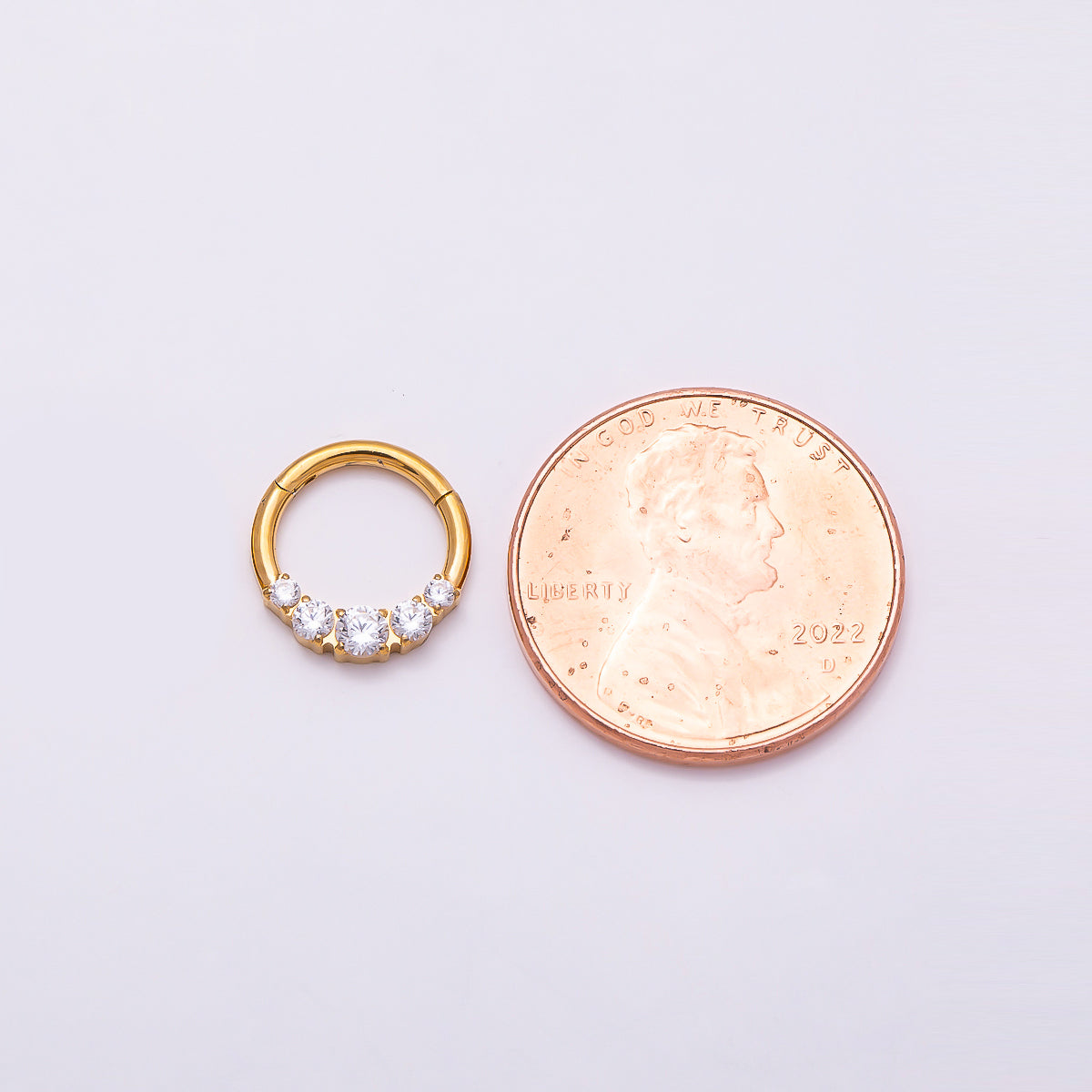 Titanium 11mm Clear CZ Gradient Single Septum Cartilage Piercing Clicker in Gold & Silver | Findings-00321 Findings-00322