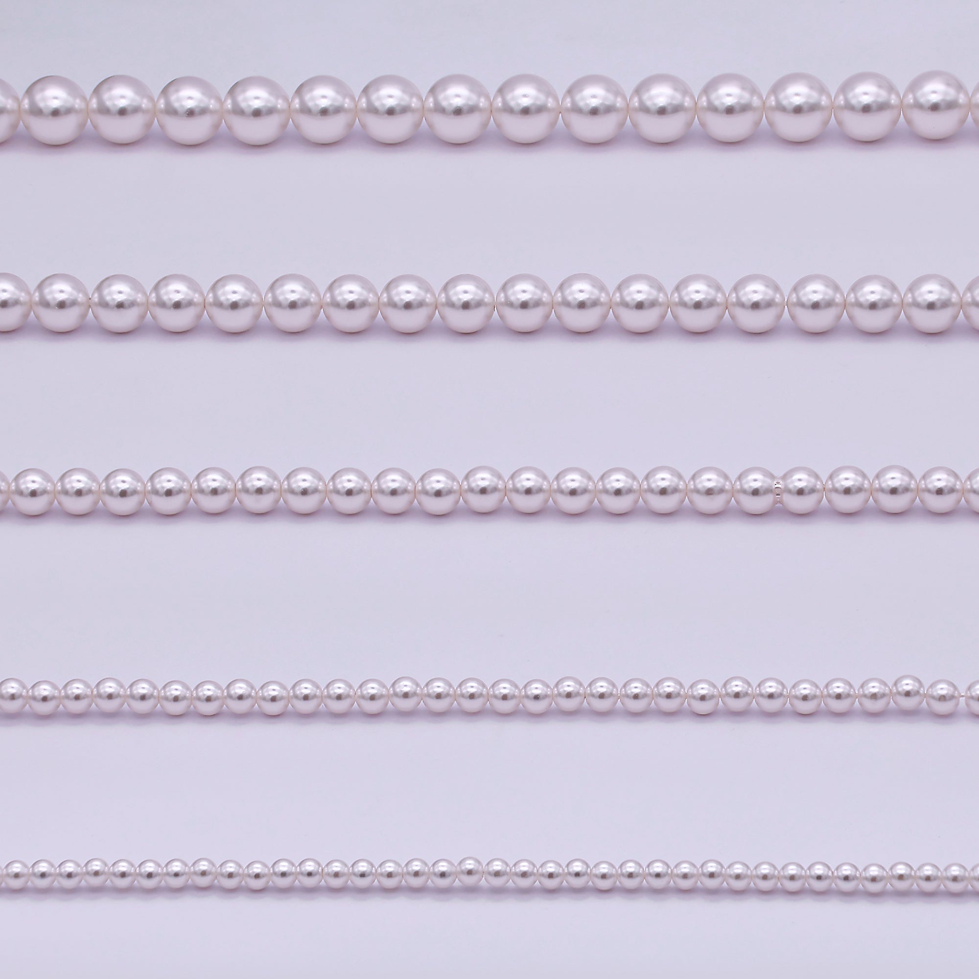 24K Gold Filled 3mm, 4mm, 6mm, 8mm, 10mm Light Pink Round Shell Pearl 17 Inch Necklace | WA-2821 ~ WA-2825