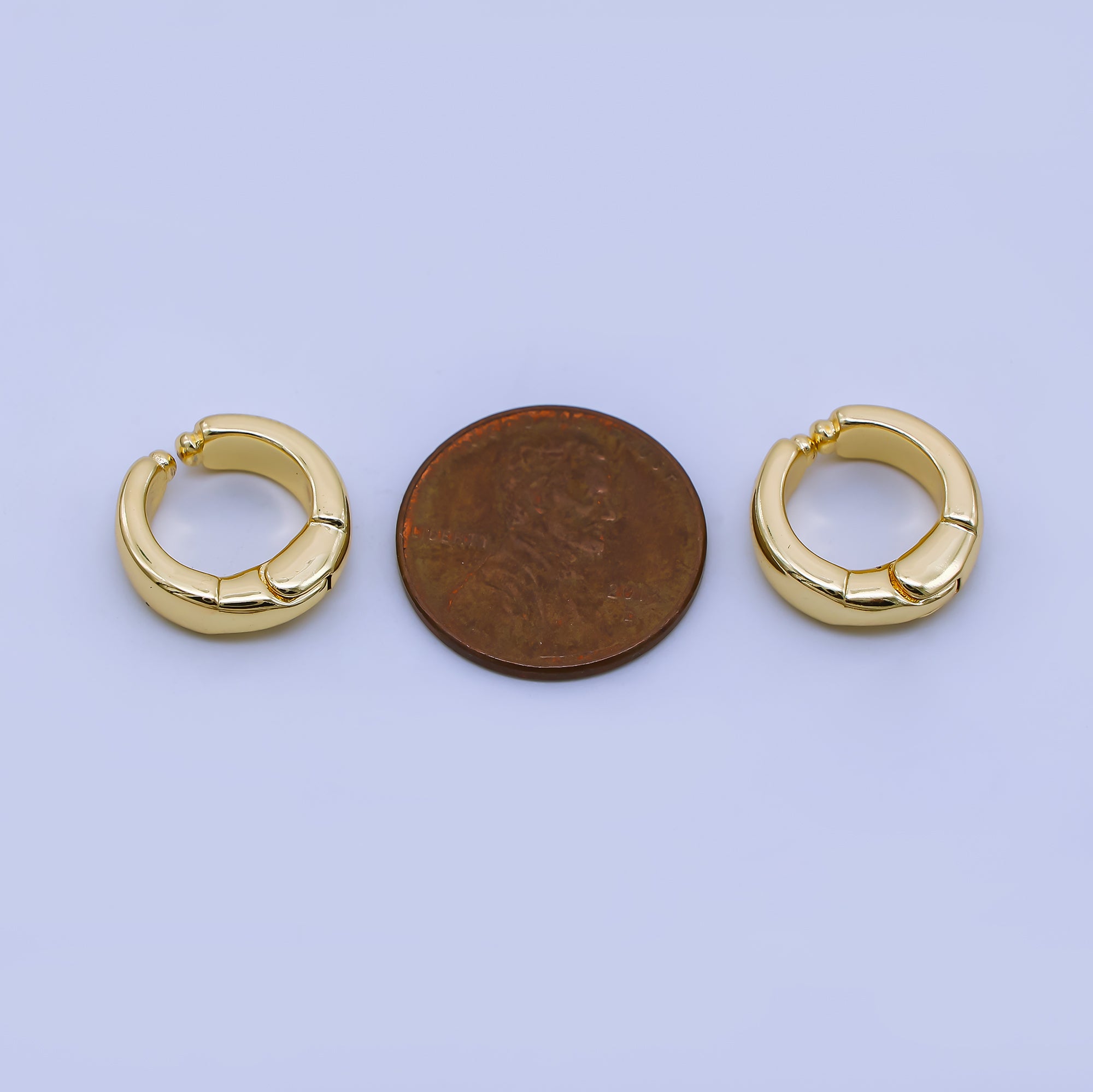 24K Gold Filled 14mm Simple Minimalist Huggie Hoop Earrings | AI187